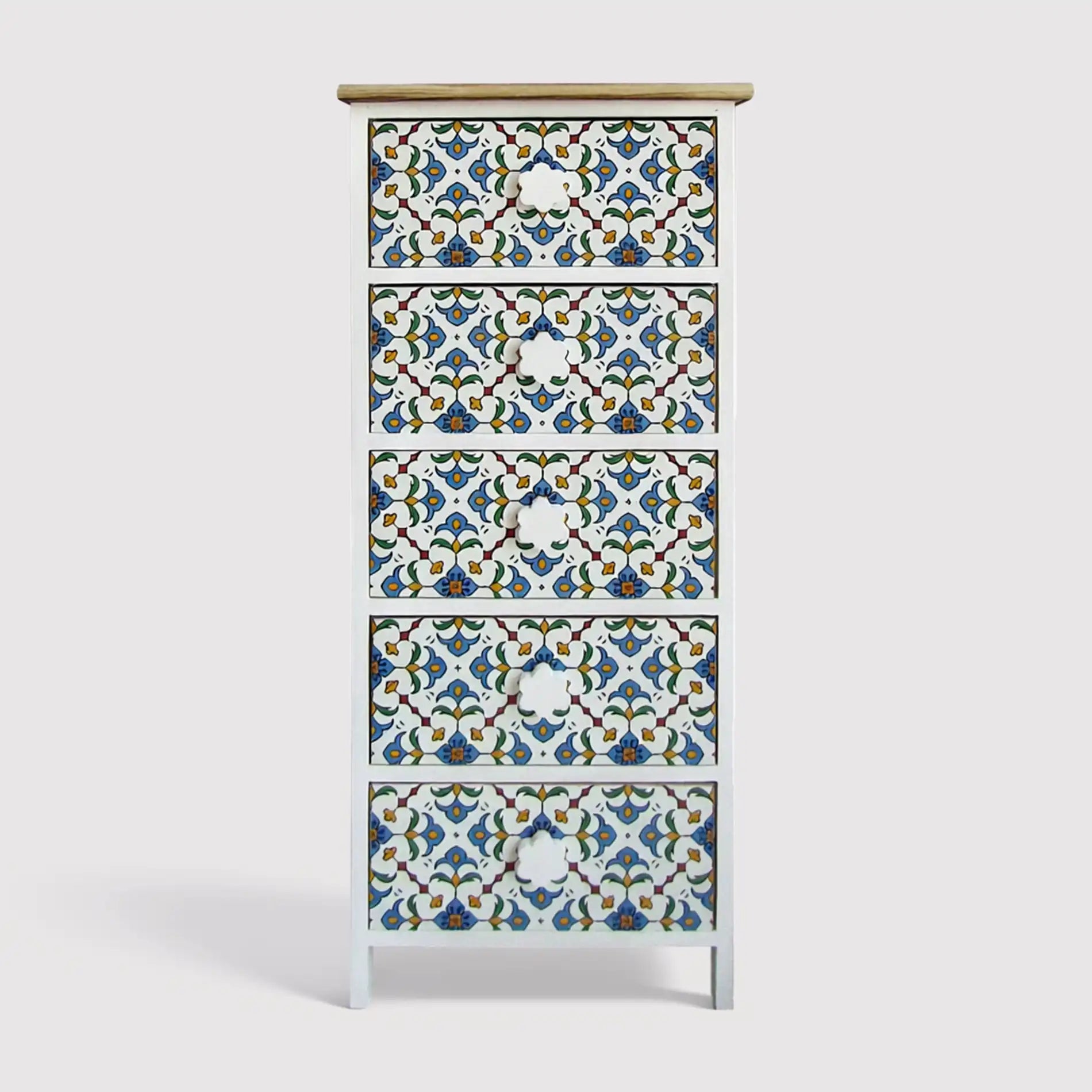 Gazania - Cassettiera per ingresso decorata con maioliche