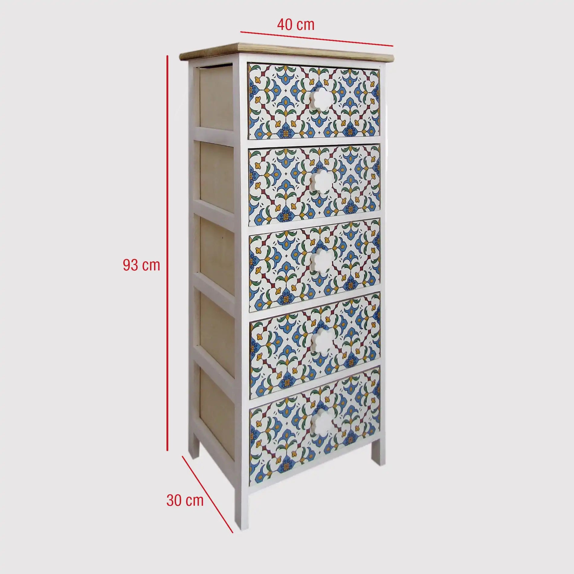 Gazania - Cassettiera per ingresso decorata con maioliche