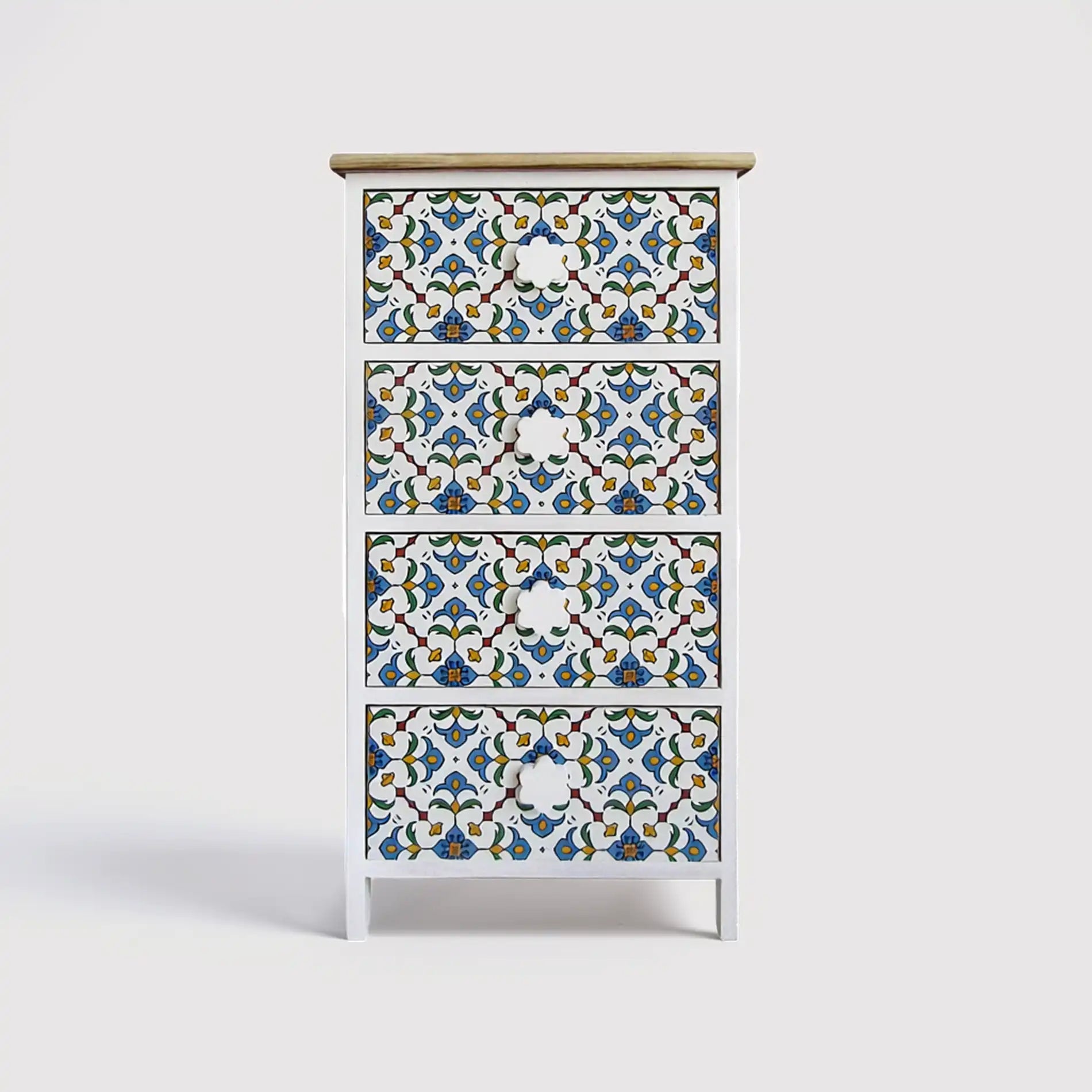 Sparto - Cassettiera in stile mediterraneo con 4 cassetti