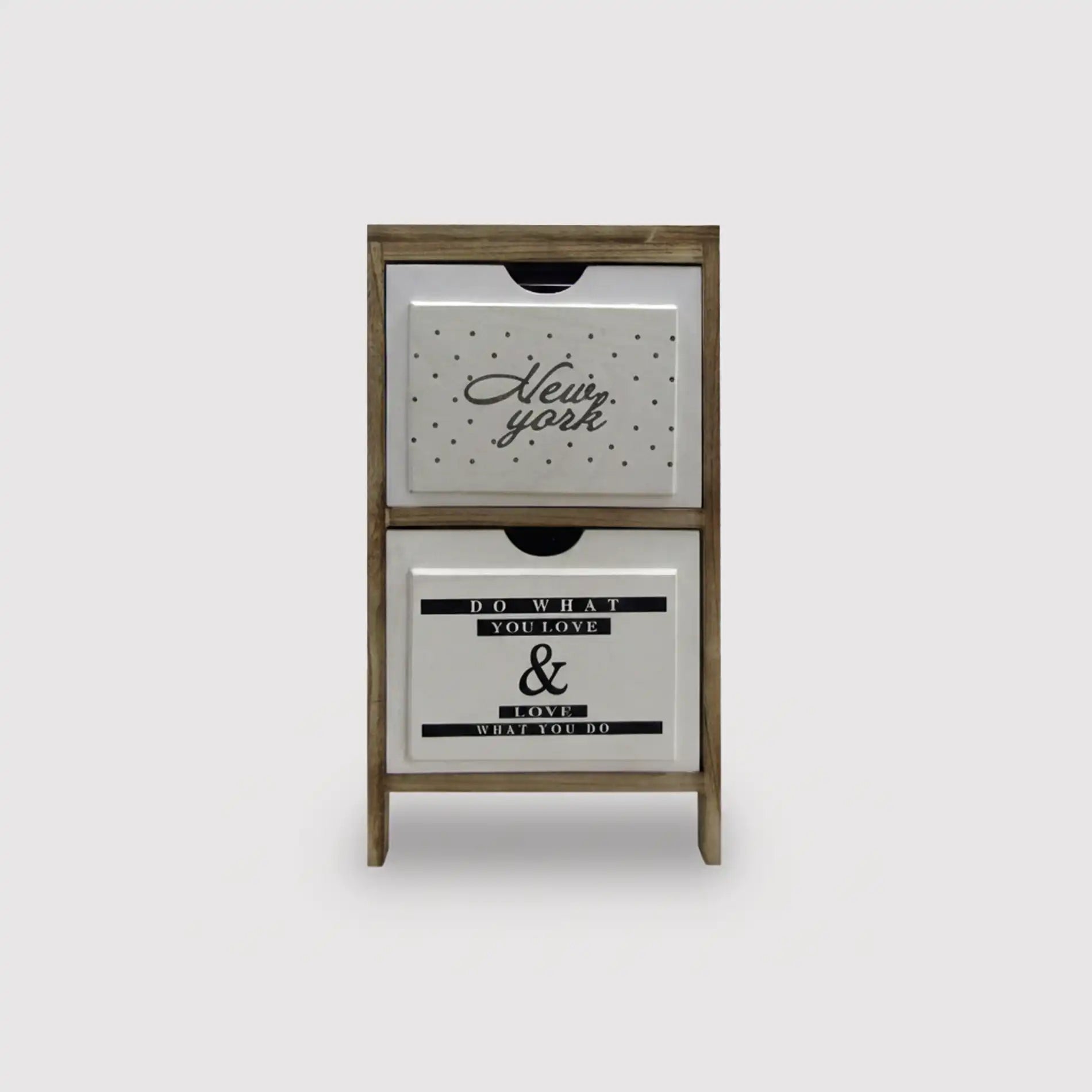 Spirea - Comodino piccolo moderno in legno con 2 cassetti