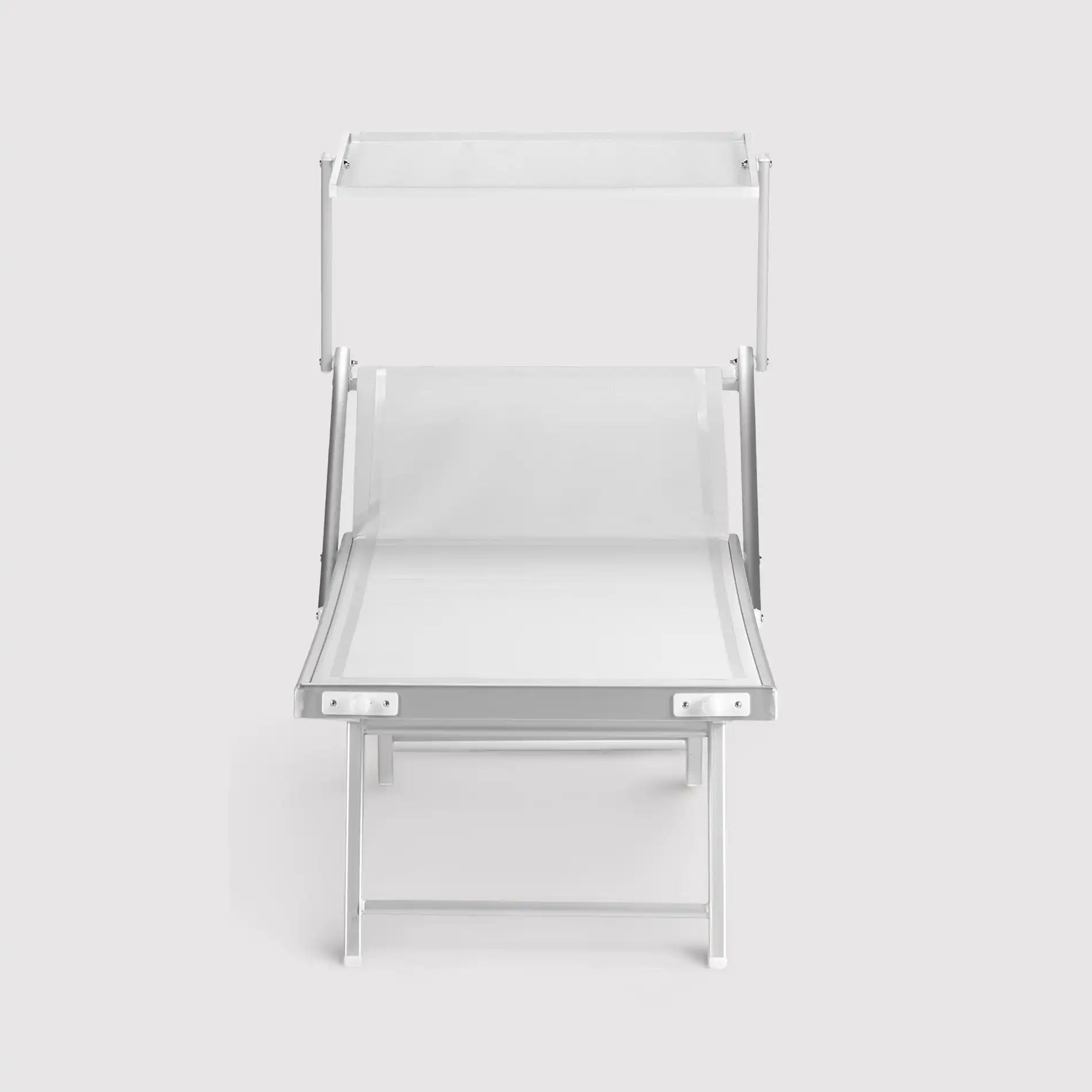 Rungia - Lettino prendisole bianco con tettuccio reclinabile