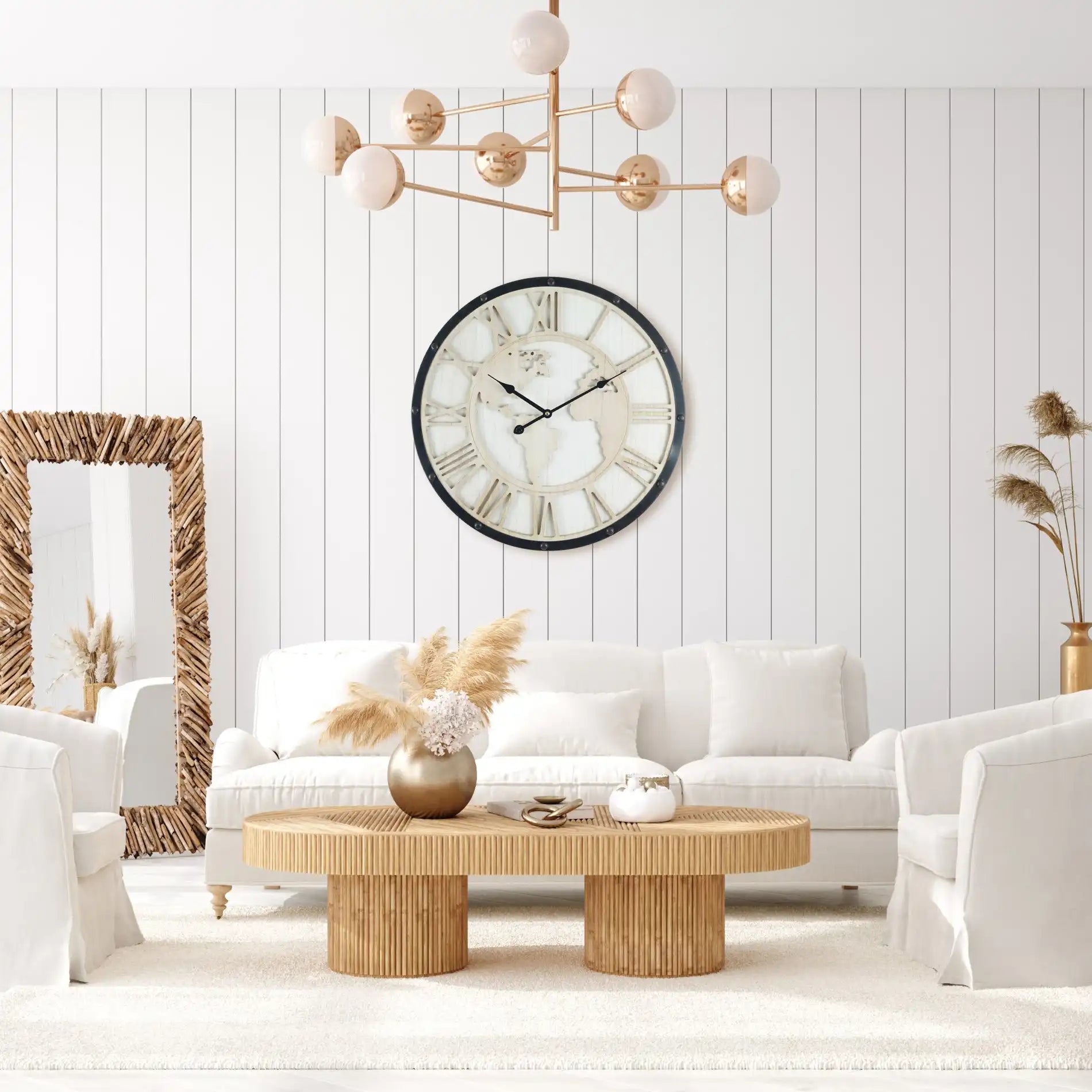 Erides - Orologio con numeri romani e mappamondo intagliato