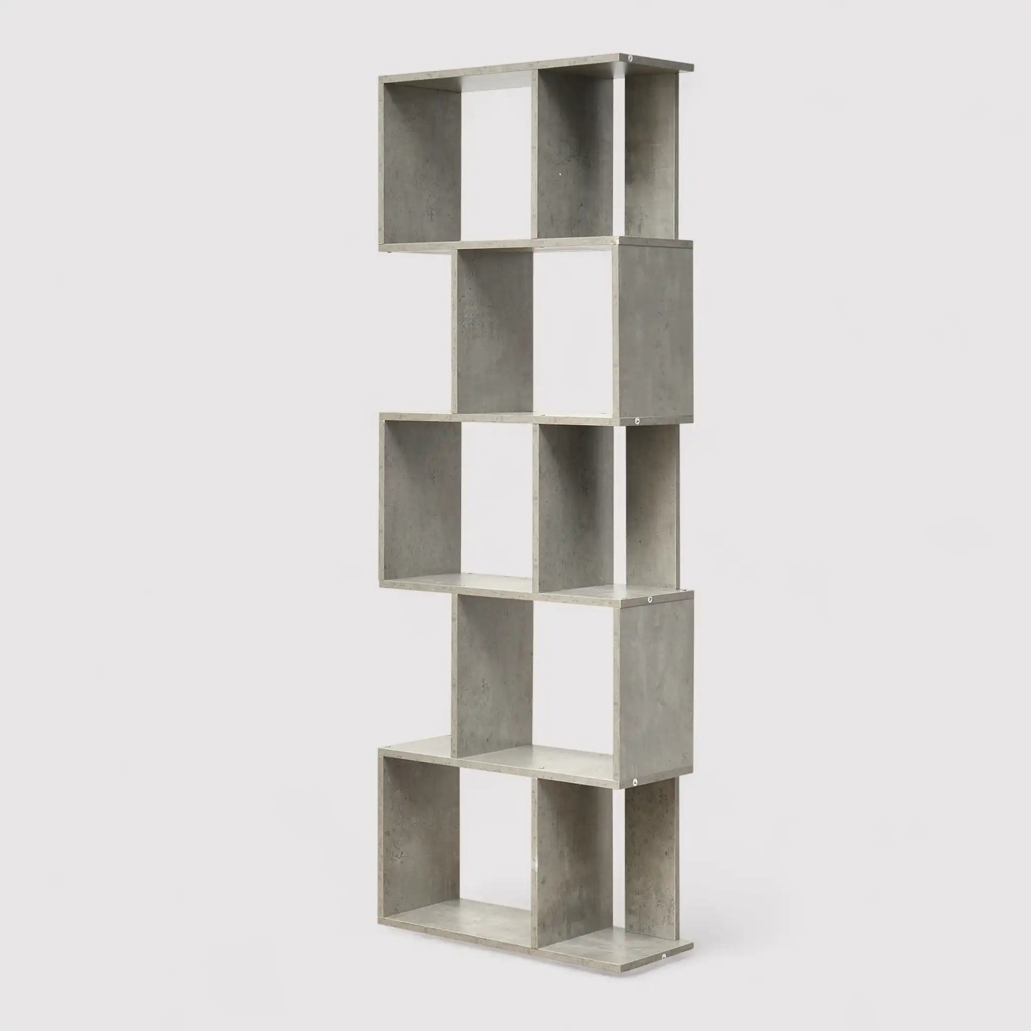 Peperomia - Libreria con 5 ripiani color grigio cemento