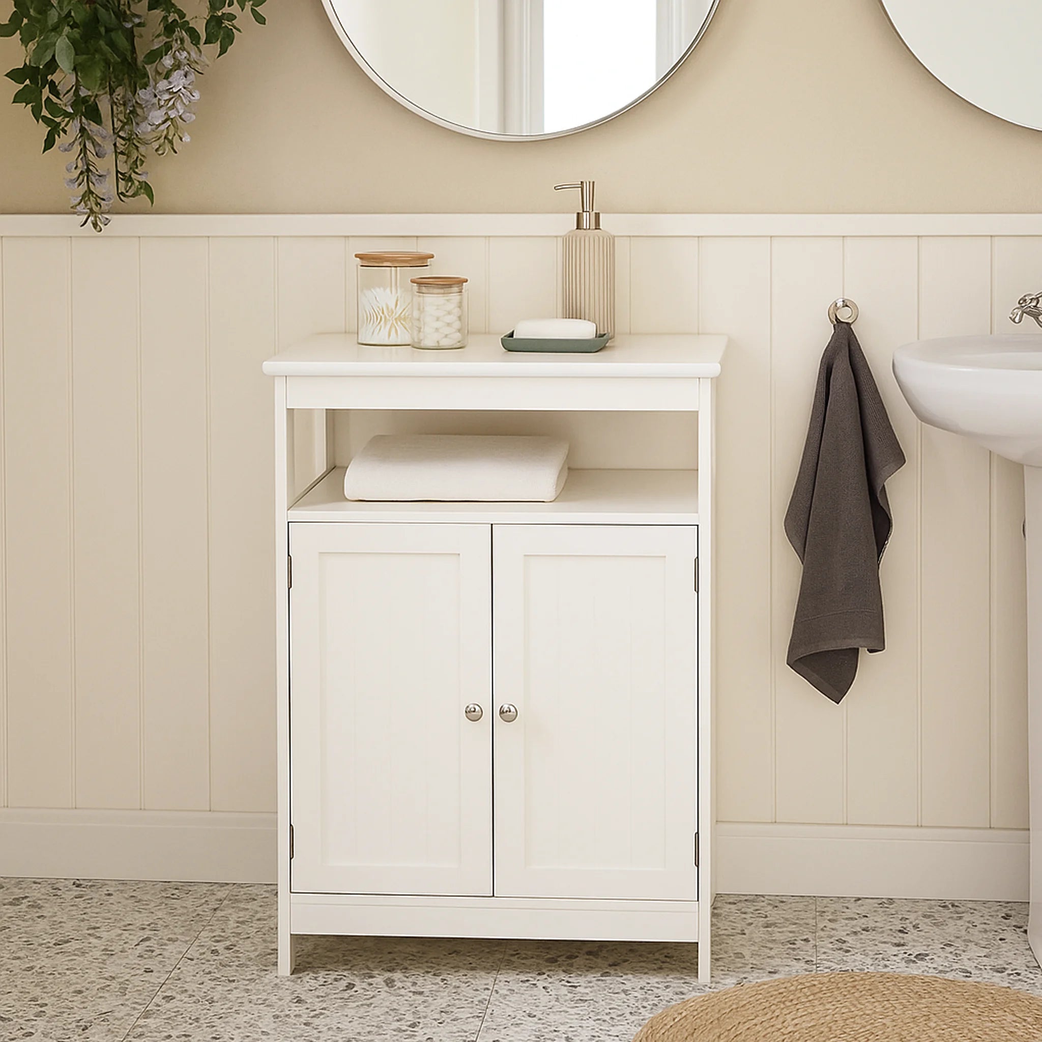 Murraya - Armadietto da bagno bianco con 2 ante