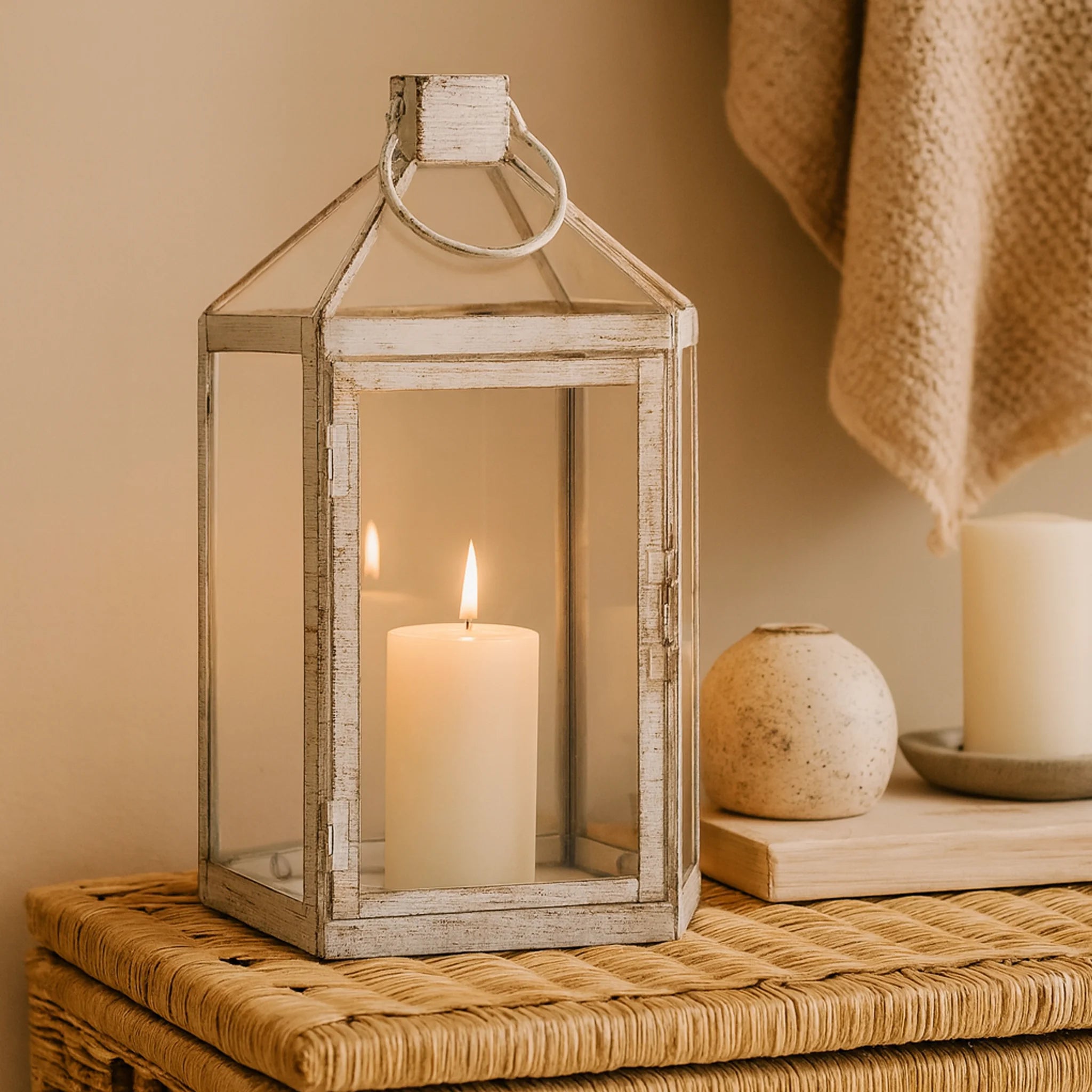 Carissa - Lanterna da giardino bianca per fiori o candele