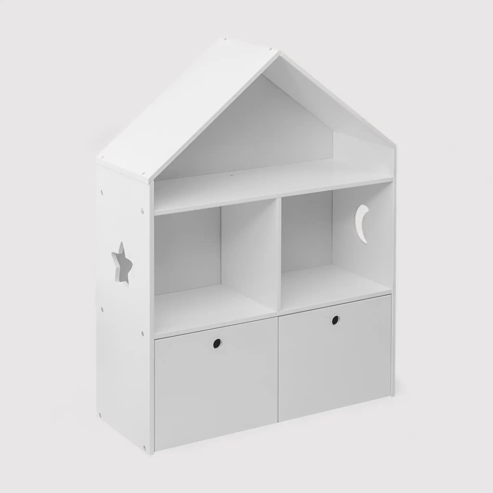 Corokia - Libreria montessoriana bianca con 2 scaffali e 2 cassetti