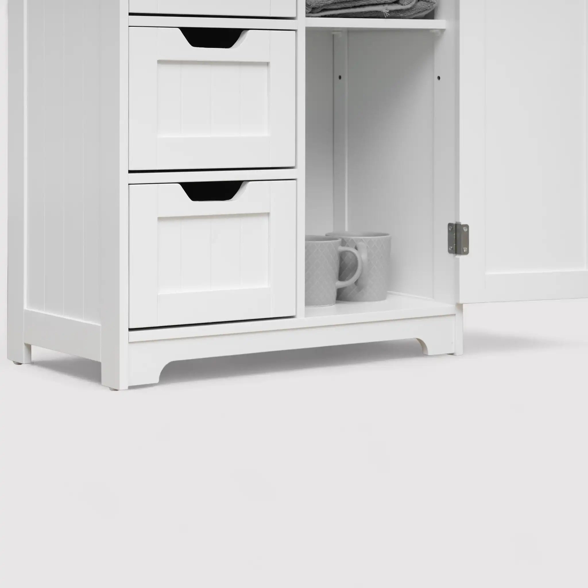 Hoya - Armadietto multiuso bianco con 1 anta e 4 cassetti