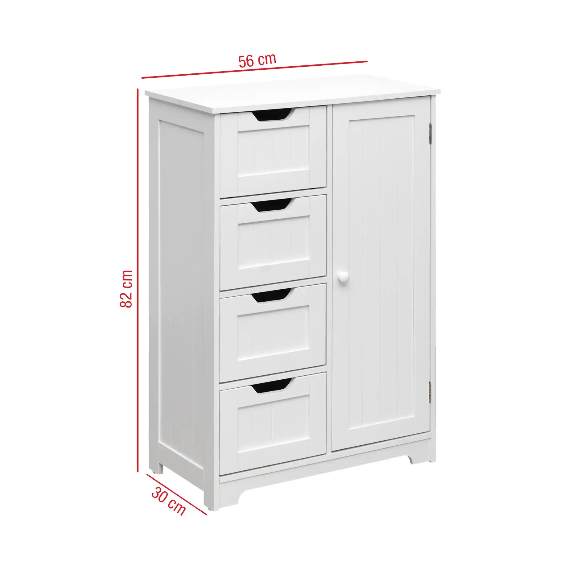 Hoya - Armadietto multiuso bianco con 1 anta e 4 cassetti