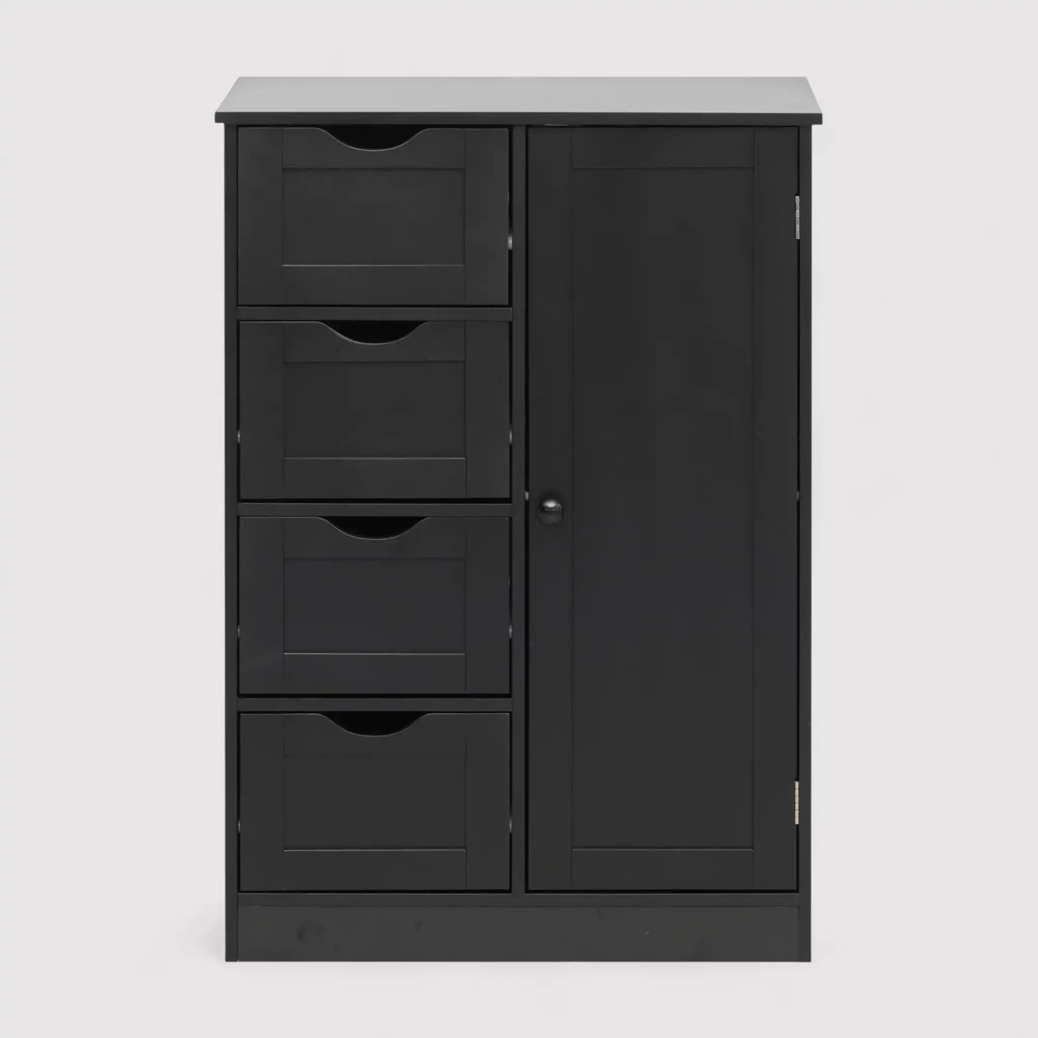 Peroba - Armadietto nero moderno con 1 anta e 4 cassetti