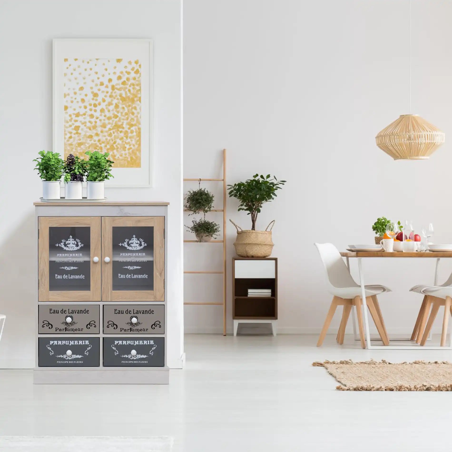 Nandina - Piccola credenza multiuso con 2 ante e 2 cassetti