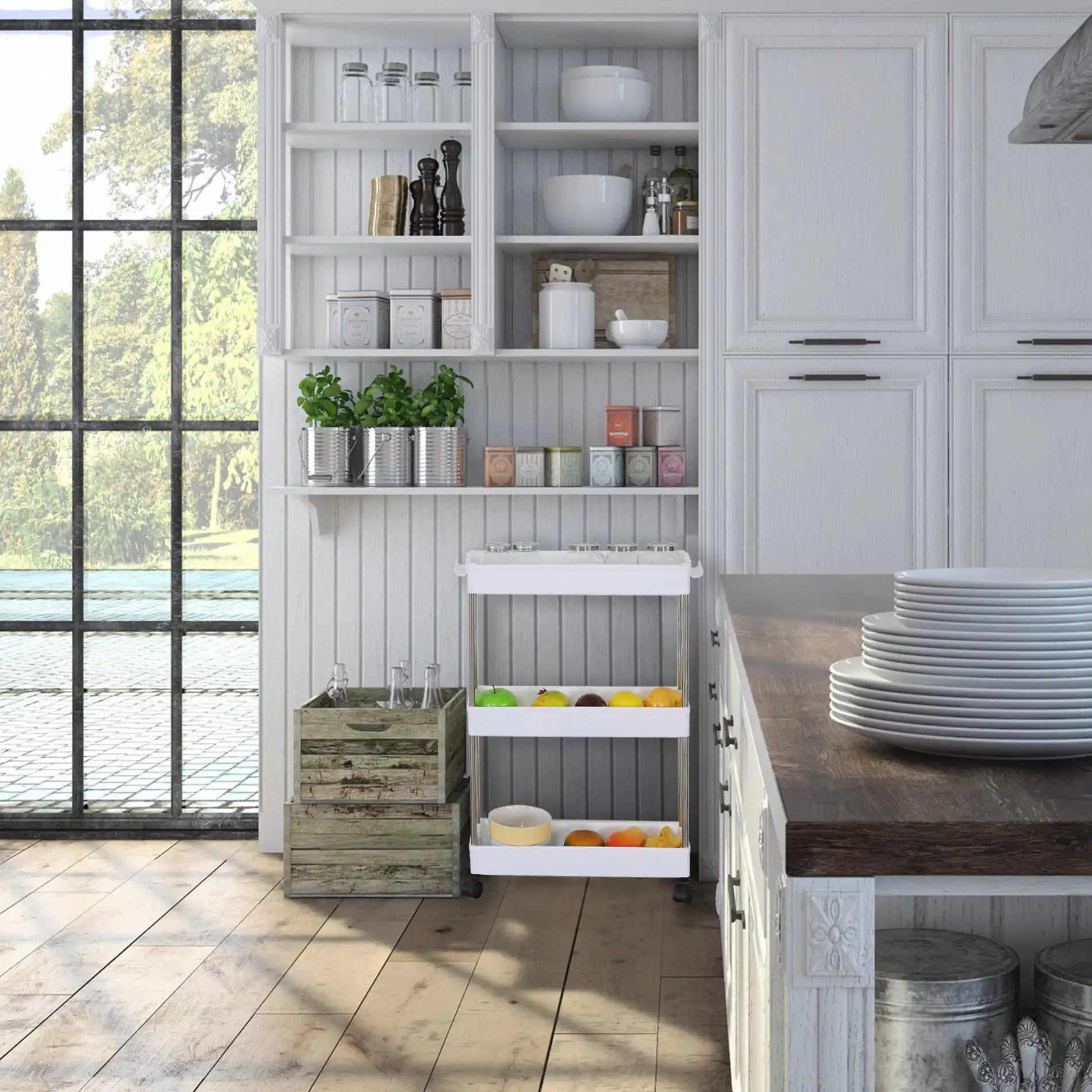 Fillirea - Carrello multiuso con 3 ripiani per bagno o cucina