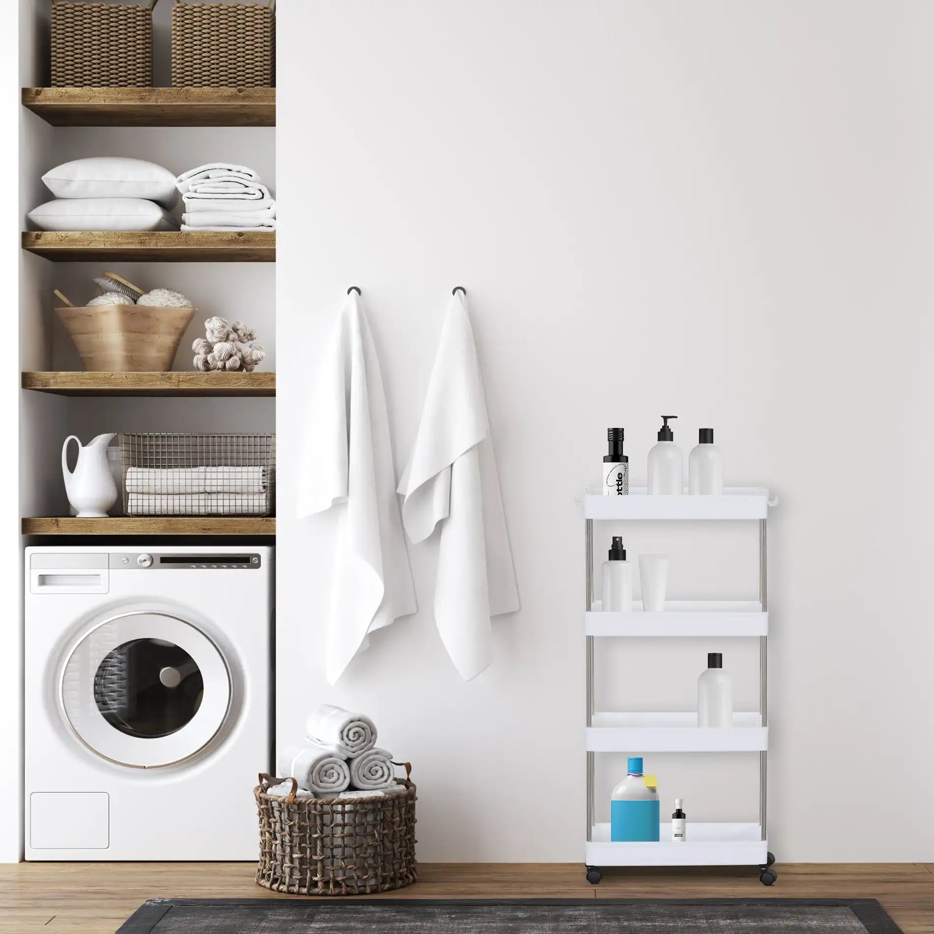 Aglaia - Carrello multiuso per cucina o bagno con 4 ripiani