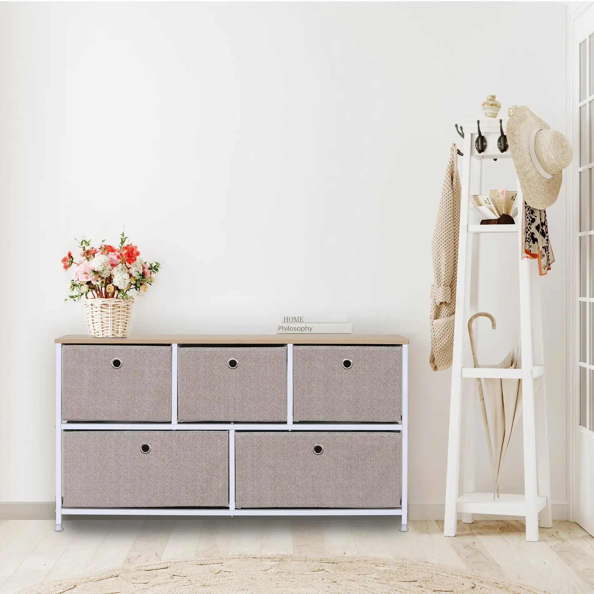 Cataria - Cassettiera bassa in metallo con 5 cassetti