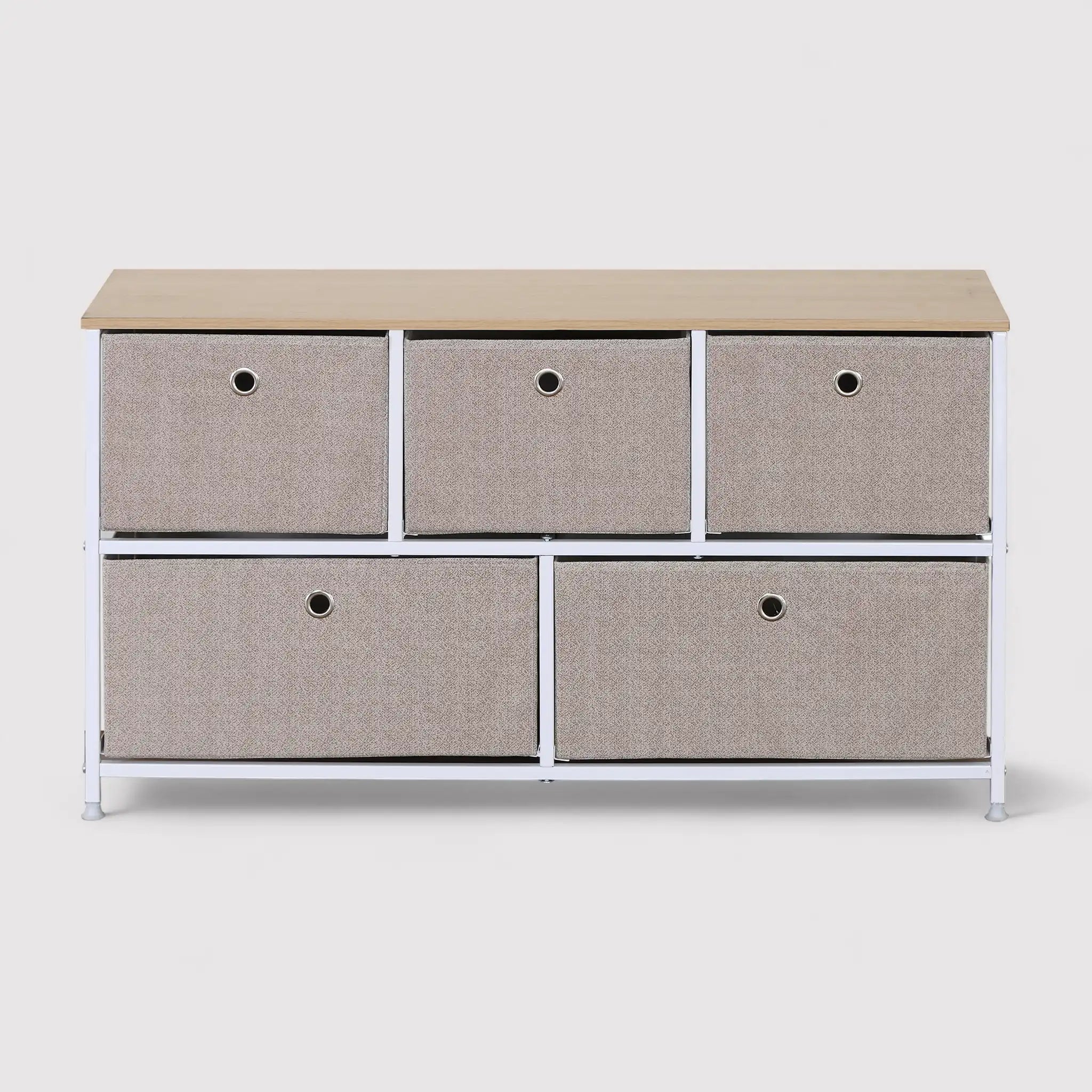 Cataria - Cassettiera bassa in metallo con 5 cassetti