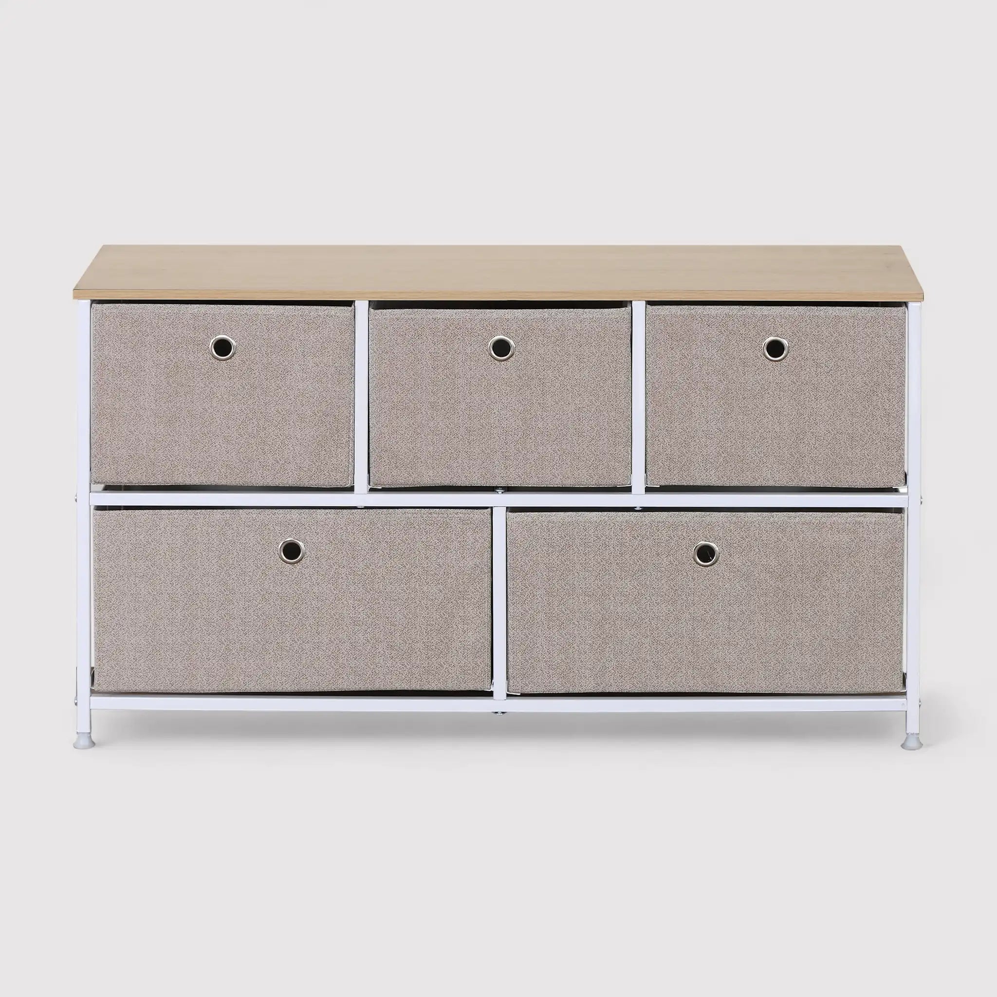 Cataria - Cassettiera bassa in metallo con 5 cassetti