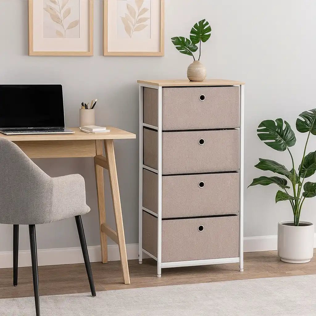 Makoi - Cassettiera multiuso con 4 cassetti pieghevoli