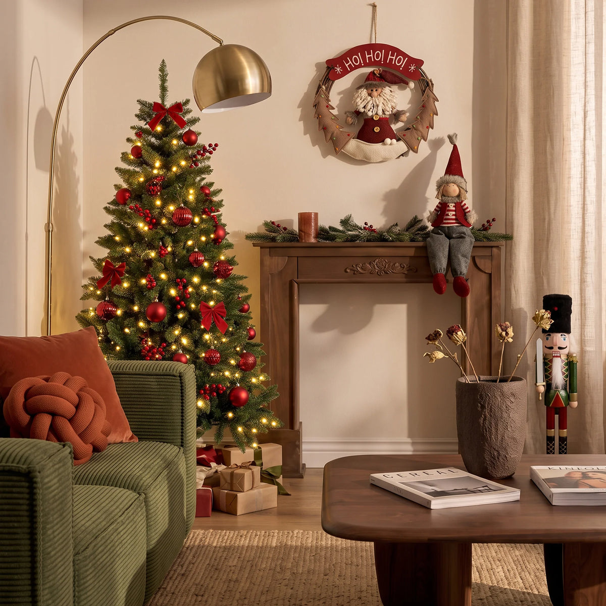 Nakhil - Sapin de Noël vert avec lumières LED H 210 cm