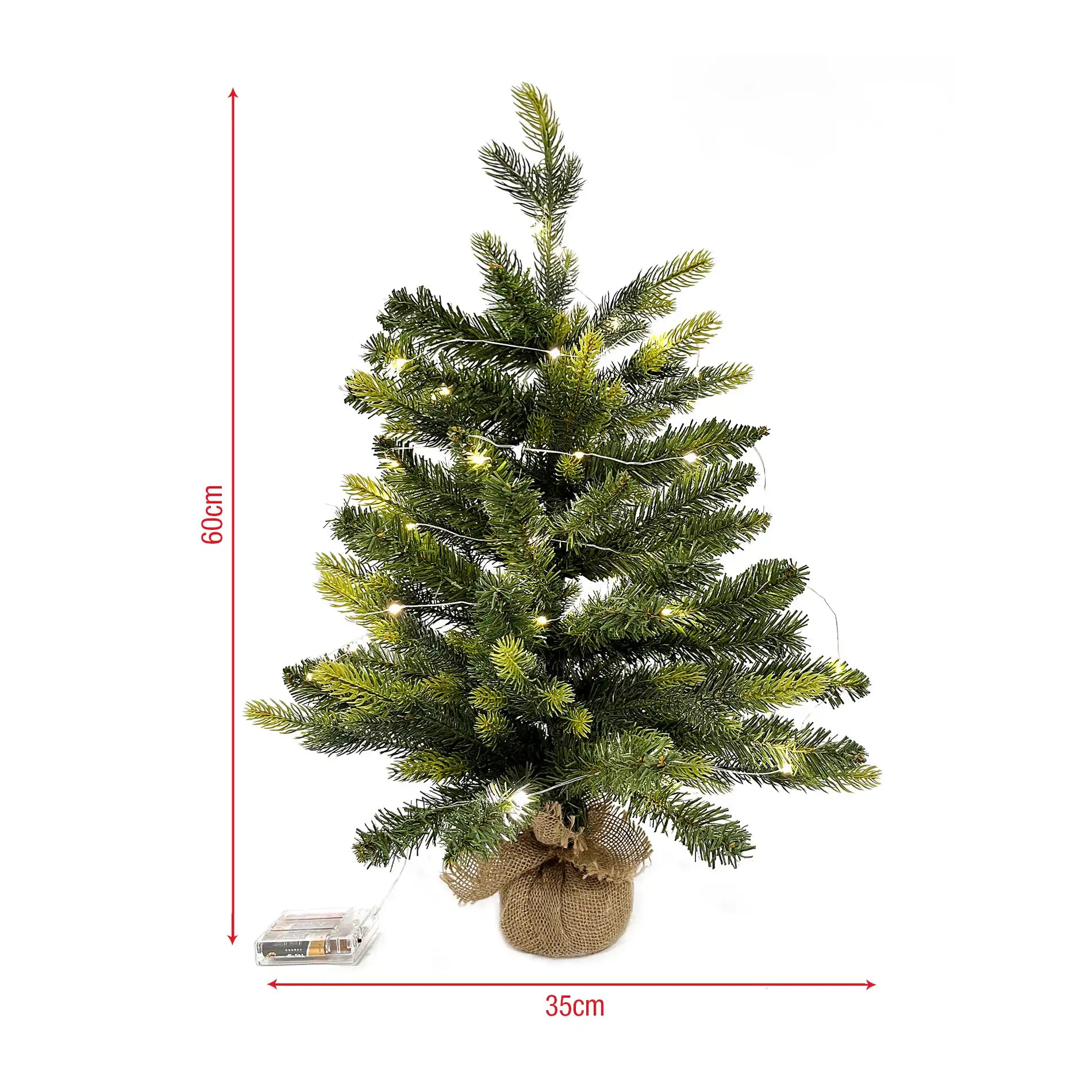 Agat - Albero di Natale da tavolo o da terra con luci a led H 60 cm
