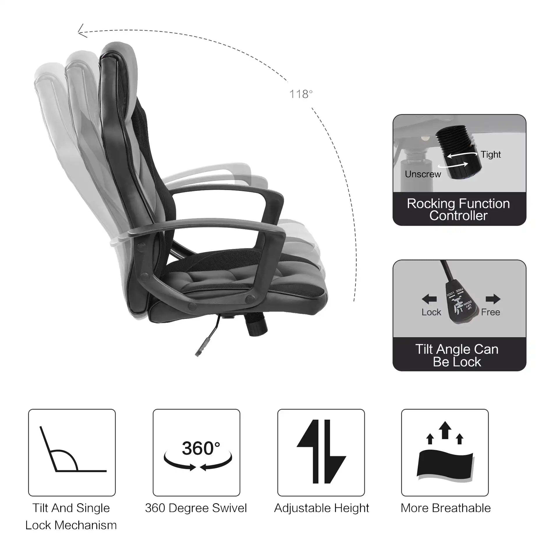 Banksia - Sedia da gaming ergonomica in pelle sintetica