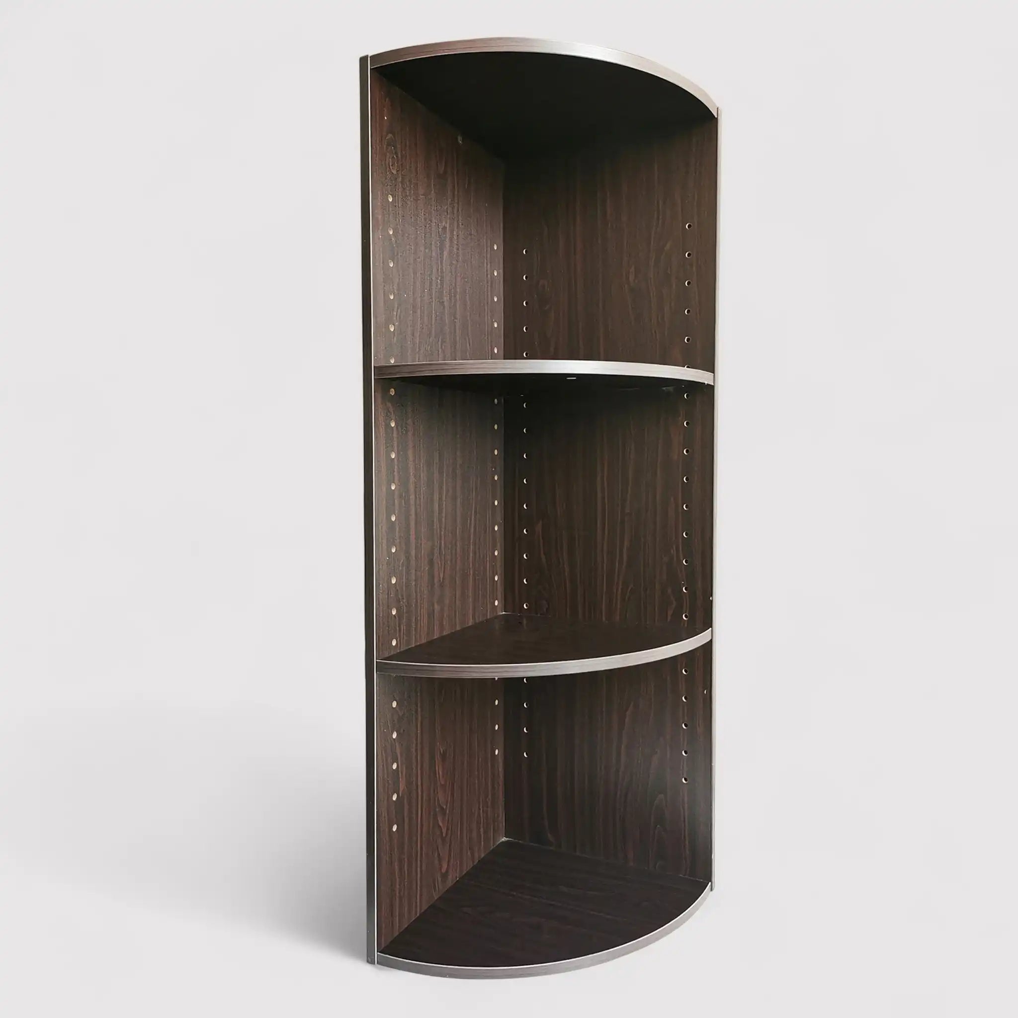 Garrya - Libreria angolare da terra marrone wenge con 3 ripiani