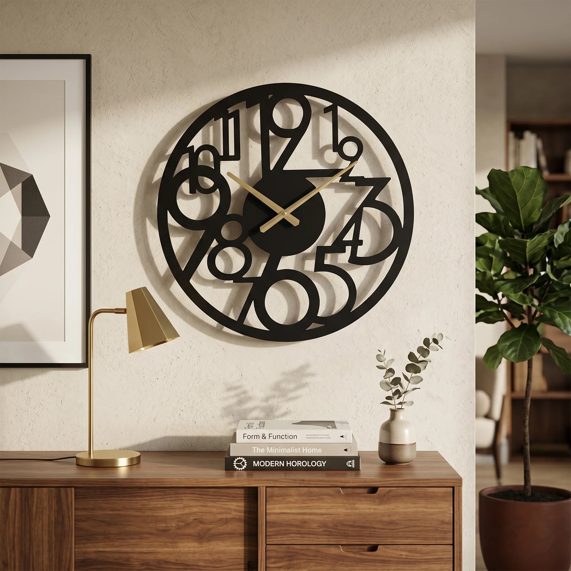 Falangio - Orologio da parete grande con numeri sparsi