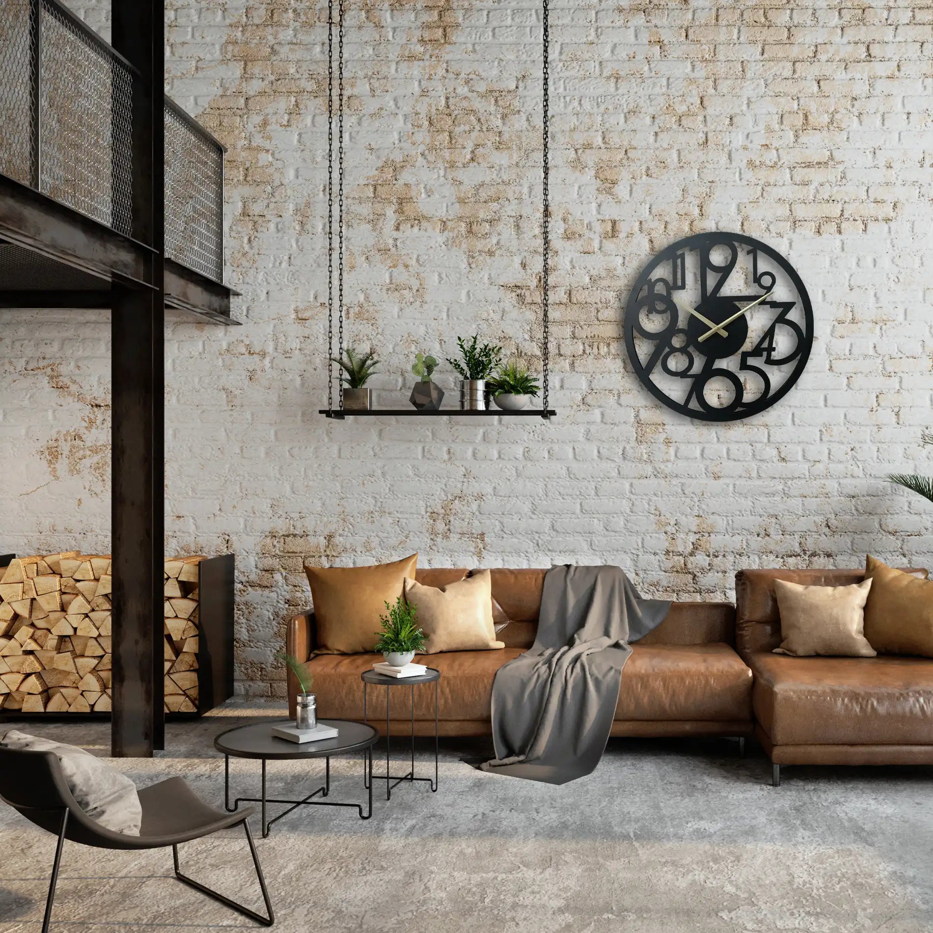 Falangio - Orologio da parete grande con numeri sparsi