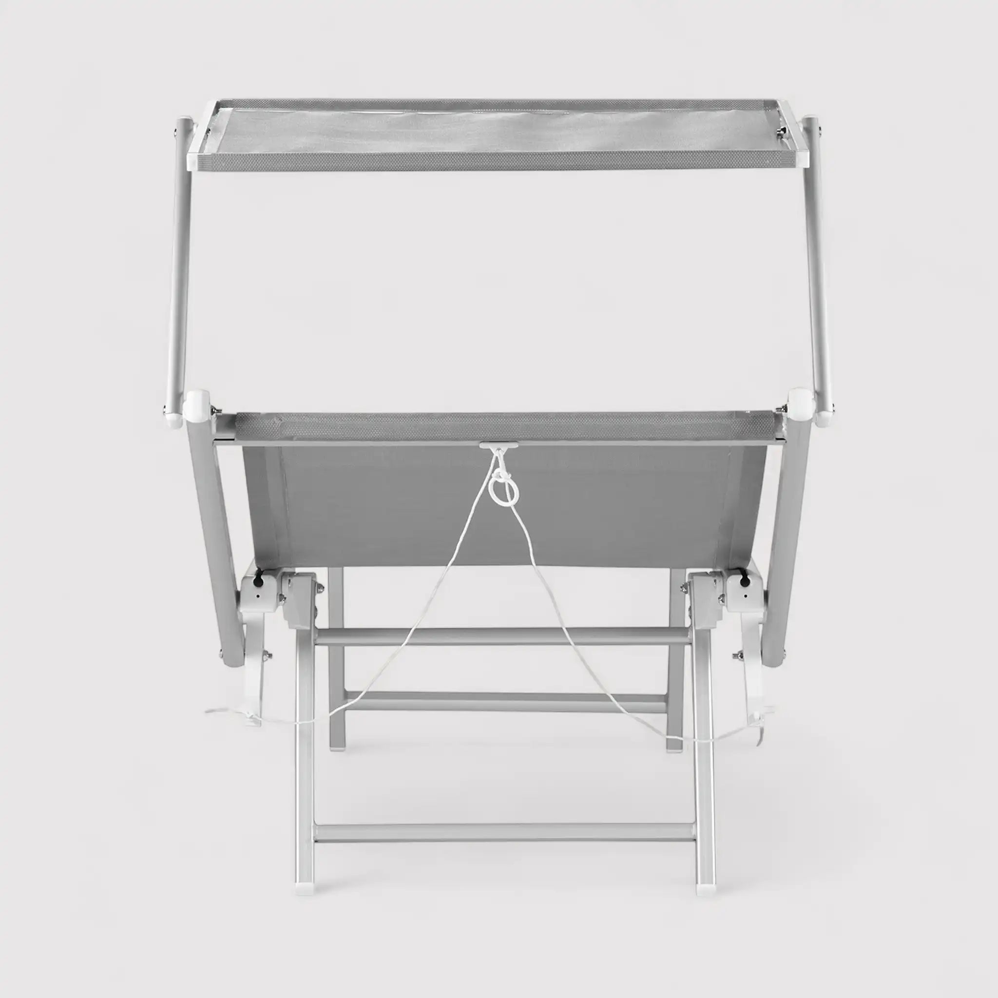 Taxus - Sdraio prendisole grigia pieghevole con tettuccio regolabile