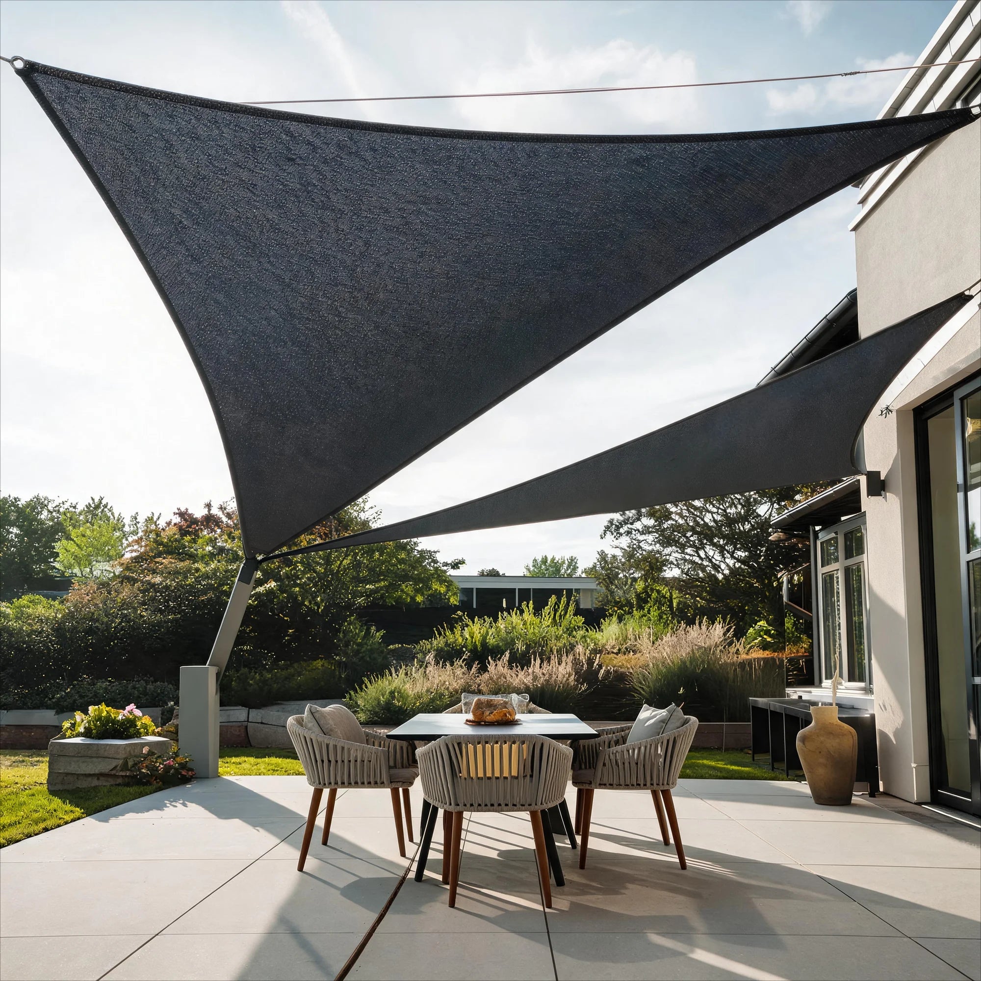 Susam - Tenda da sole a vela triangolare 3,6x3,6x3,6 mt grigia