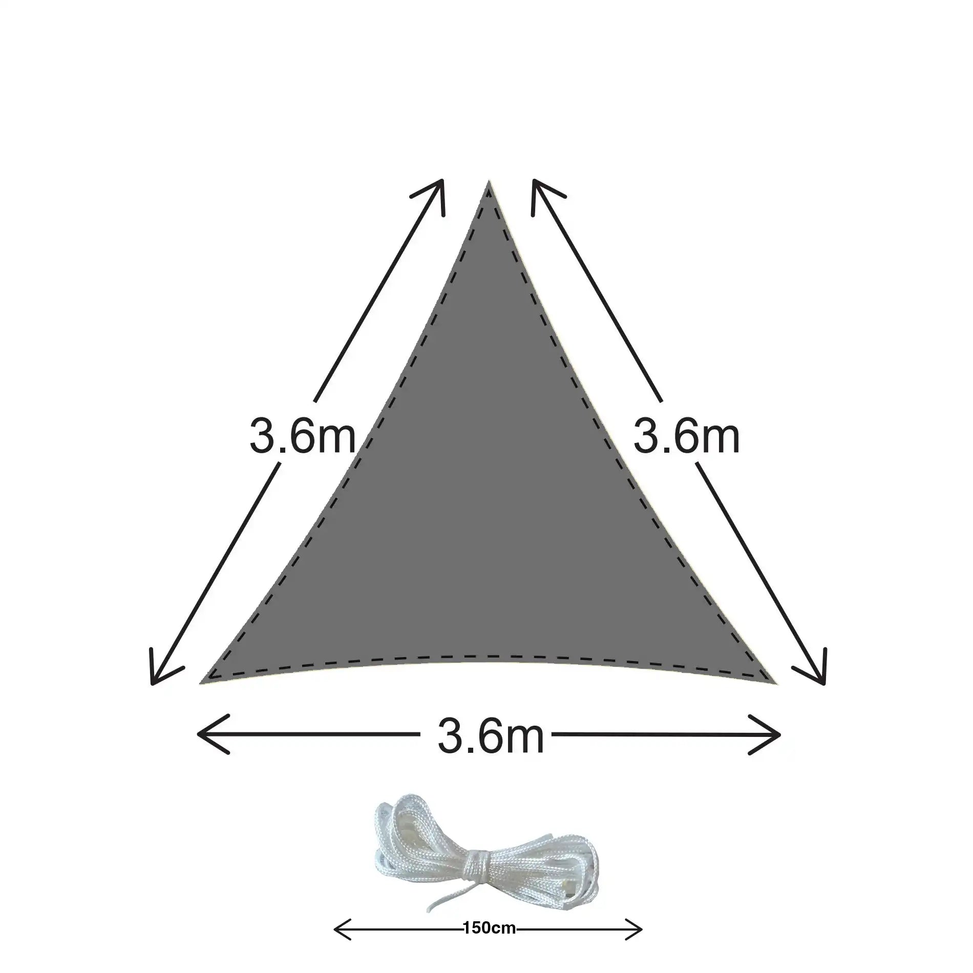 Susam - Tenda da sole a vela triangolare 3,6x3,6x3,6 mt grigia