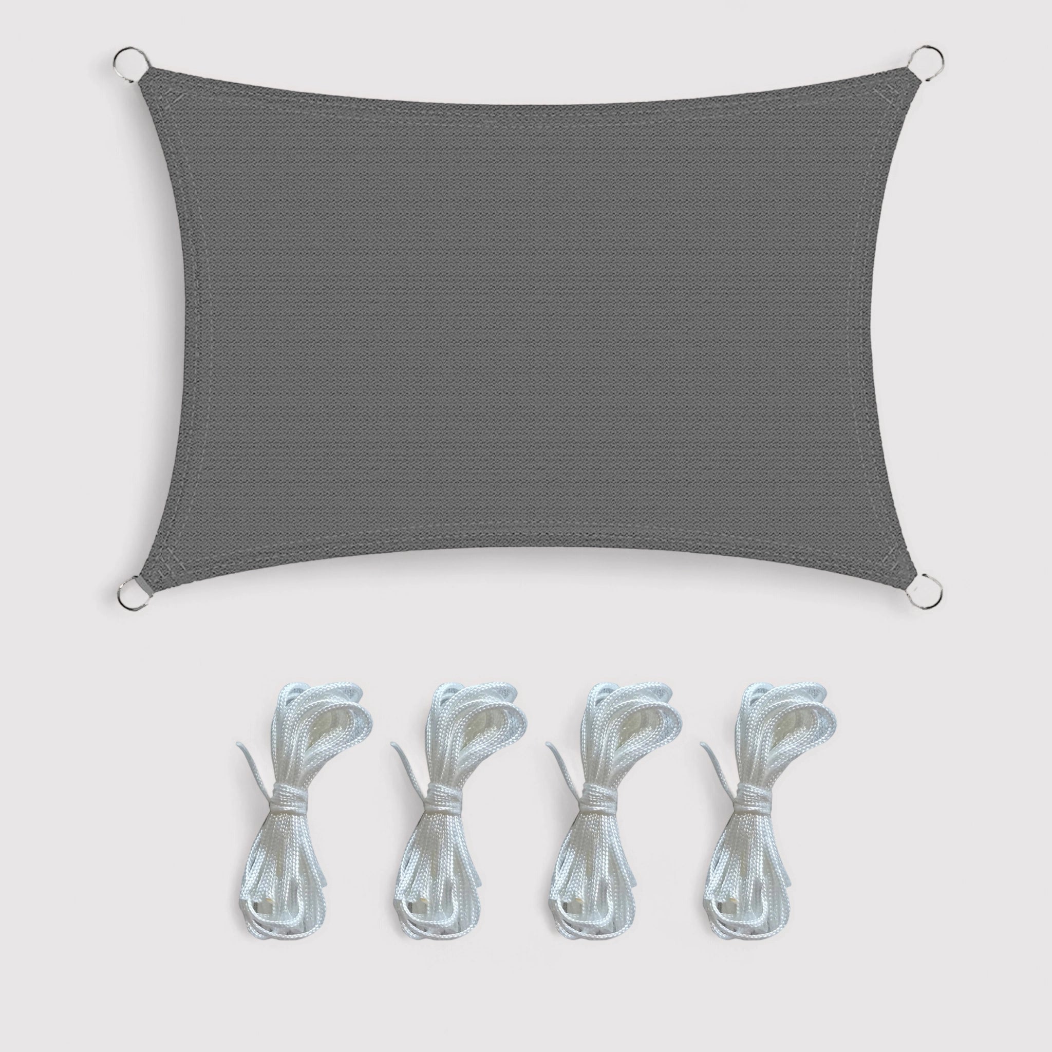 Nolina - Tenda a vela rettangolare grigia 2x3 mt con corde incluse