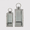 Giglio - Set di 2 lanterne moderne in acciaio color argento
