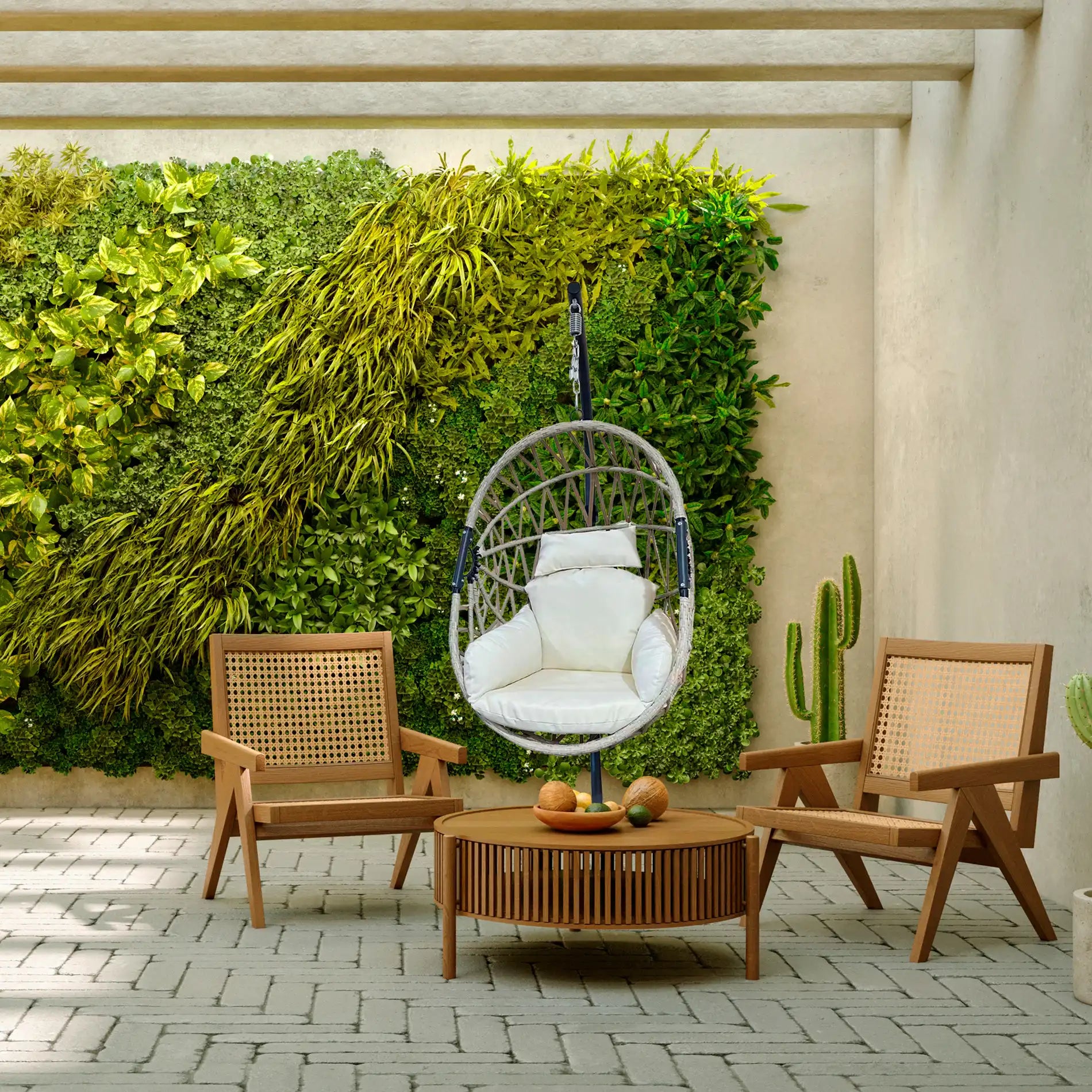 Potos - Sedia a dondolo sospesa da giardino con supporto