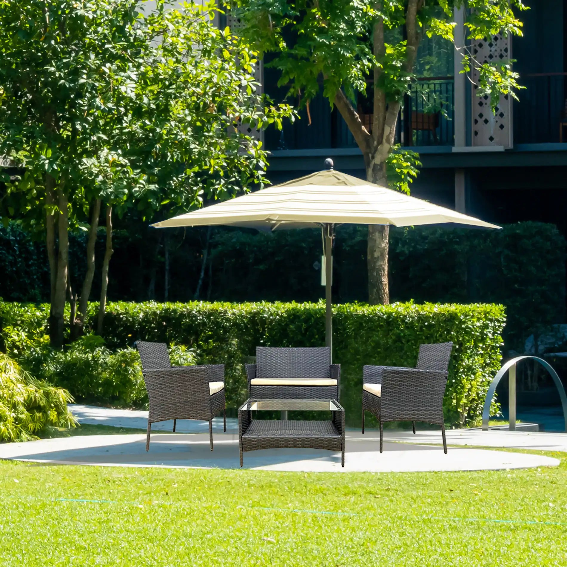 Viburno - Salottino da giardino con tavolino 2 sedie e divanetto