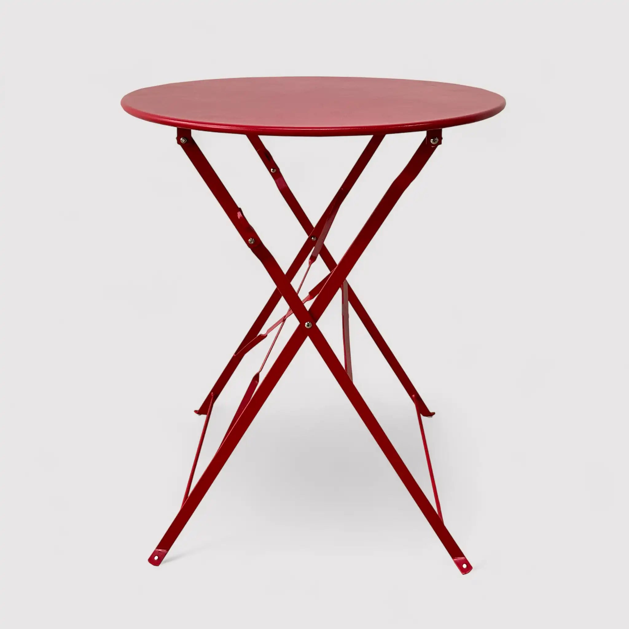 Seyal - Set bistrot rosso da esterno con tavolino e 2 sedie pieghevoli