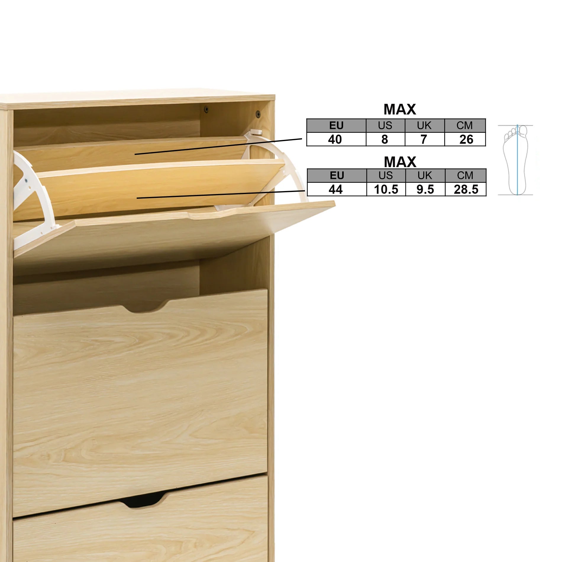 Mamey - Scarpiera da ingresso marrone chiaro con 3 ante