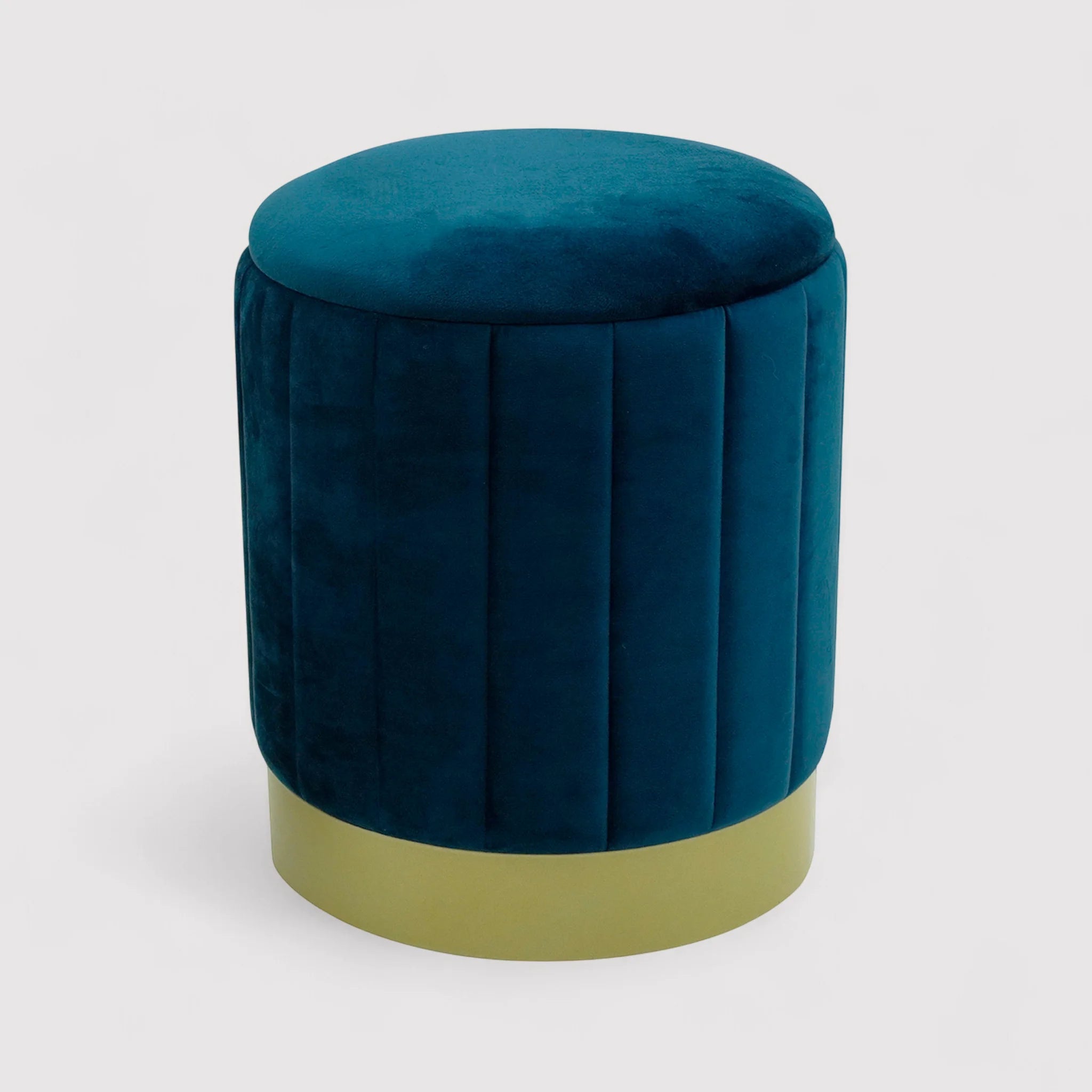 Cedrela - Set di 2 pouf poggiapiedi blu petrolio con contenitore
