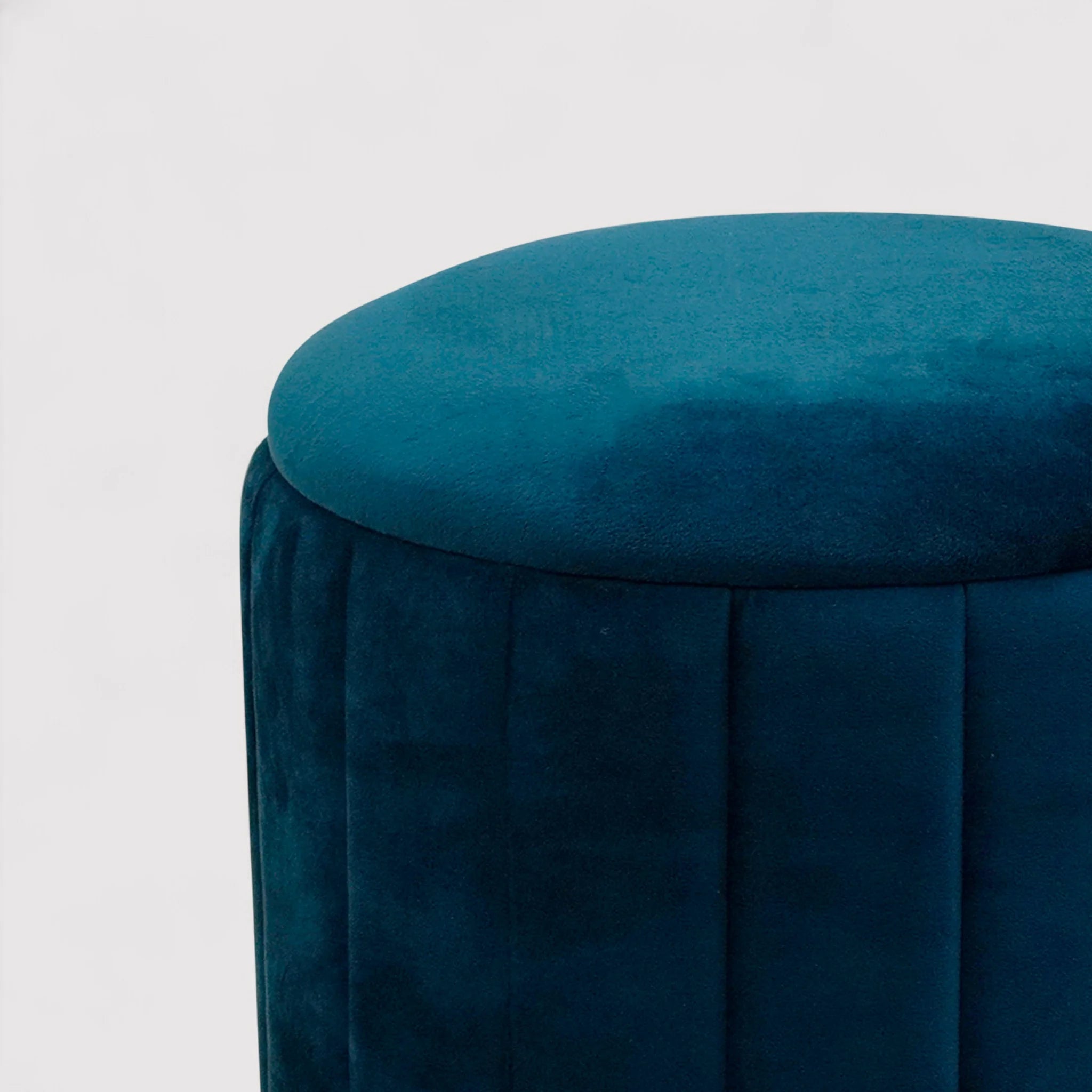 Cedrela - Set di 2 pouf poggiapiedi blu petrolio con contenitore