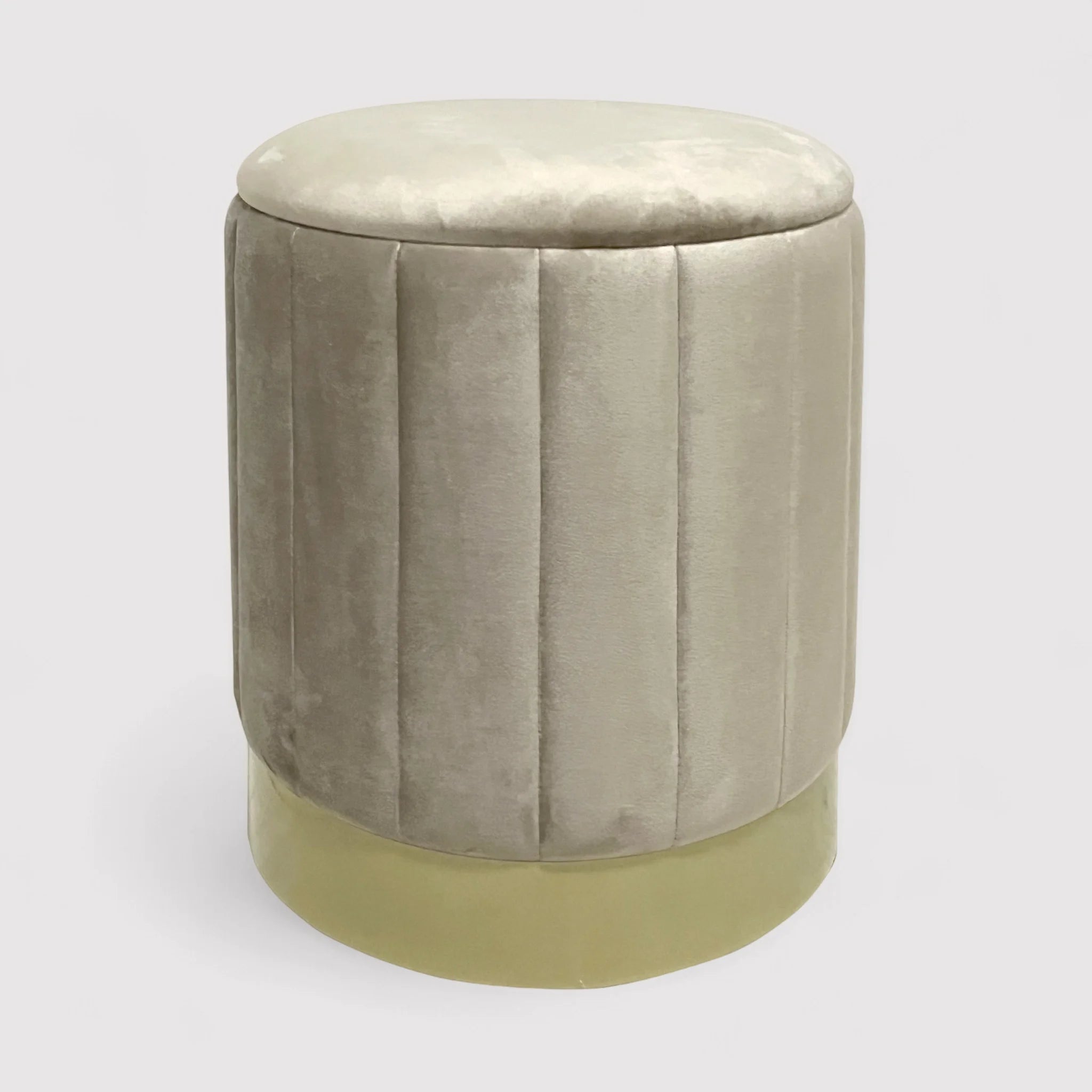 Entelea - Set di 2 pouf beige in velluto con contenitore