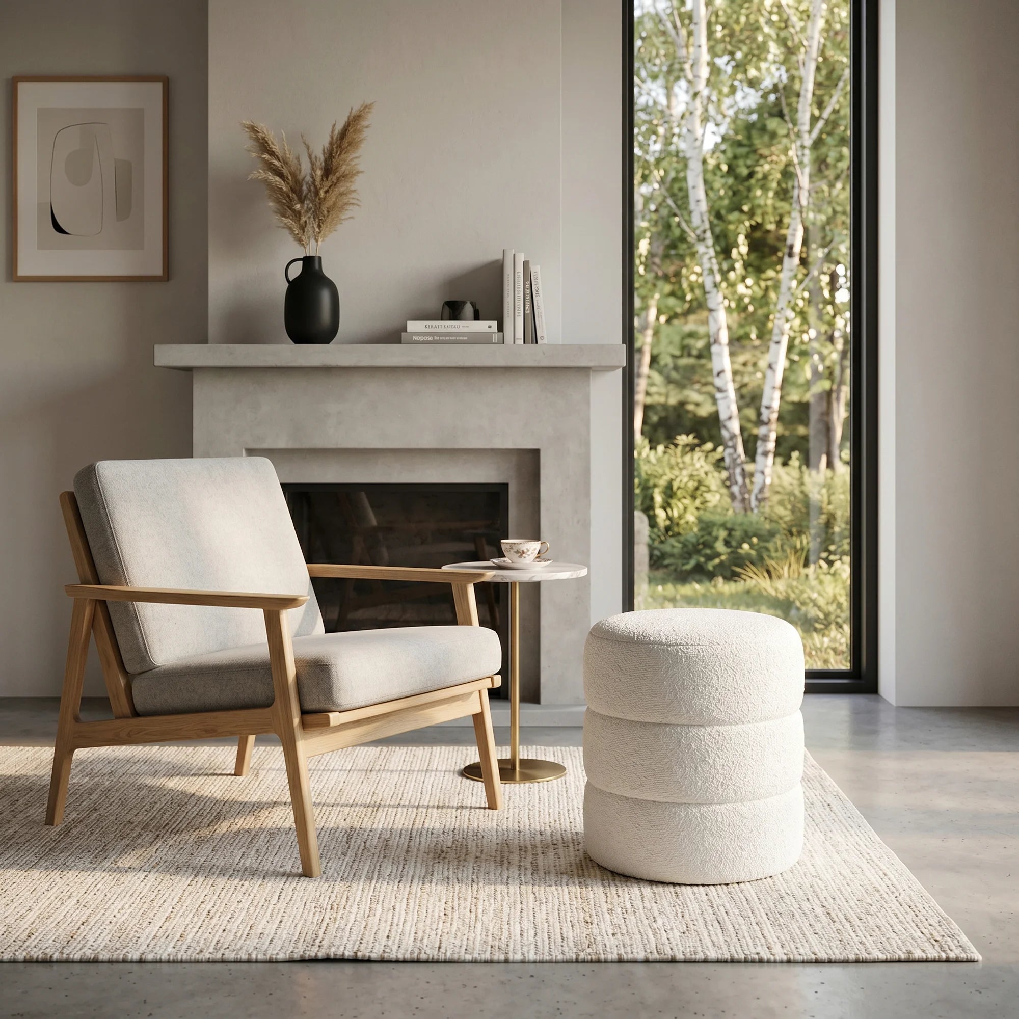 Enula - Pouf bianco rotondo con contenitore
