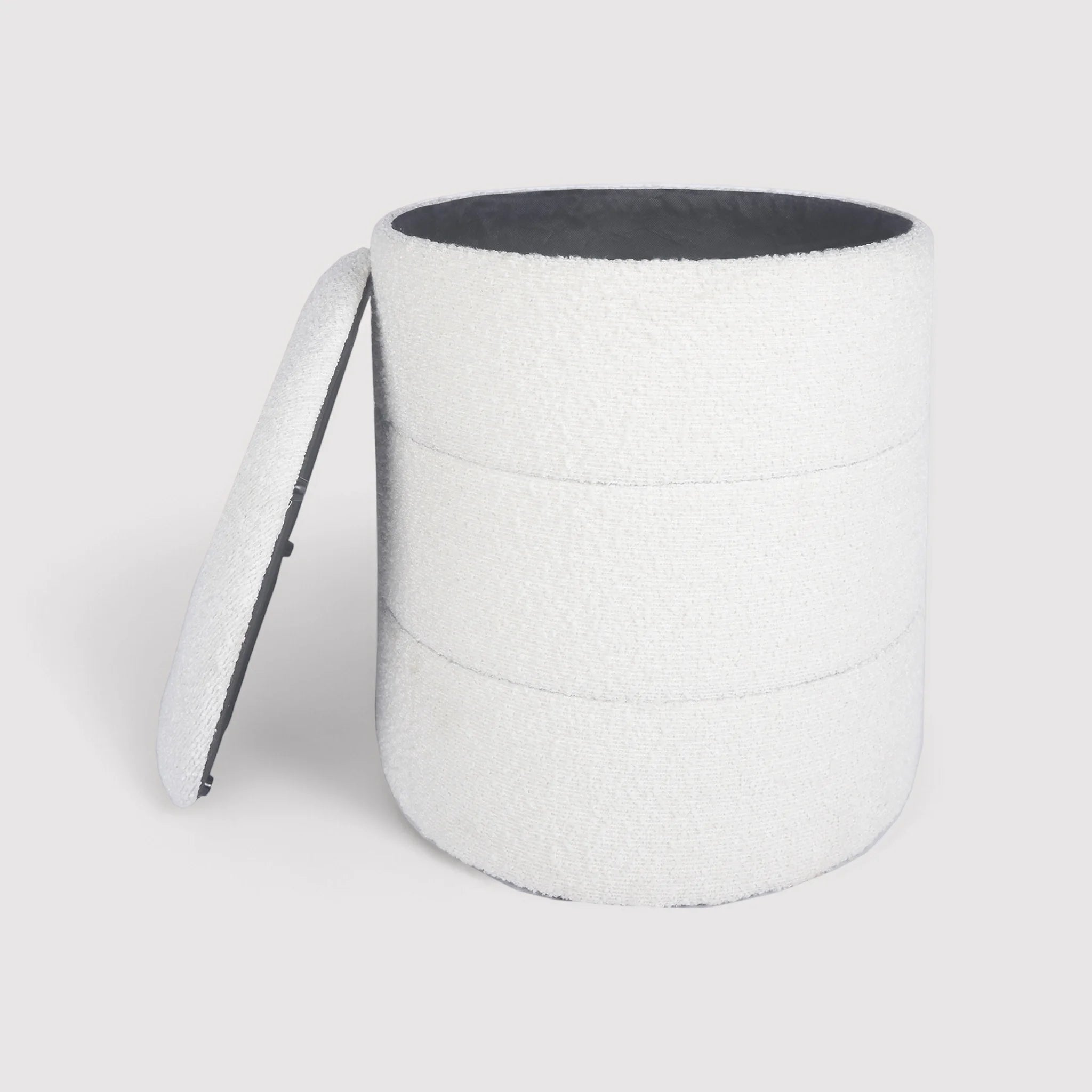 Enula - Pouf bianco rotondo con contenitore