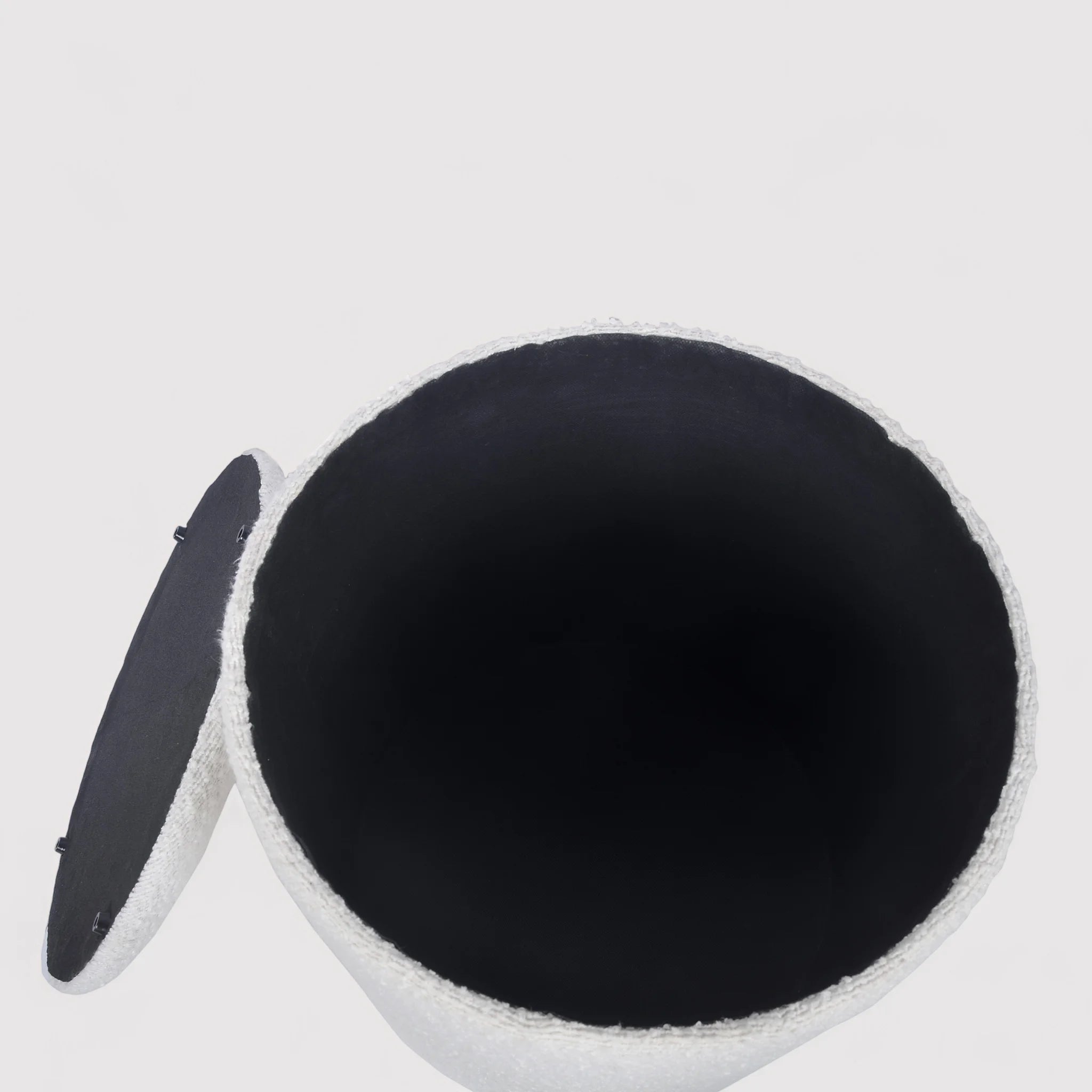 Enula - Pouf bianco rotondo con contenitore