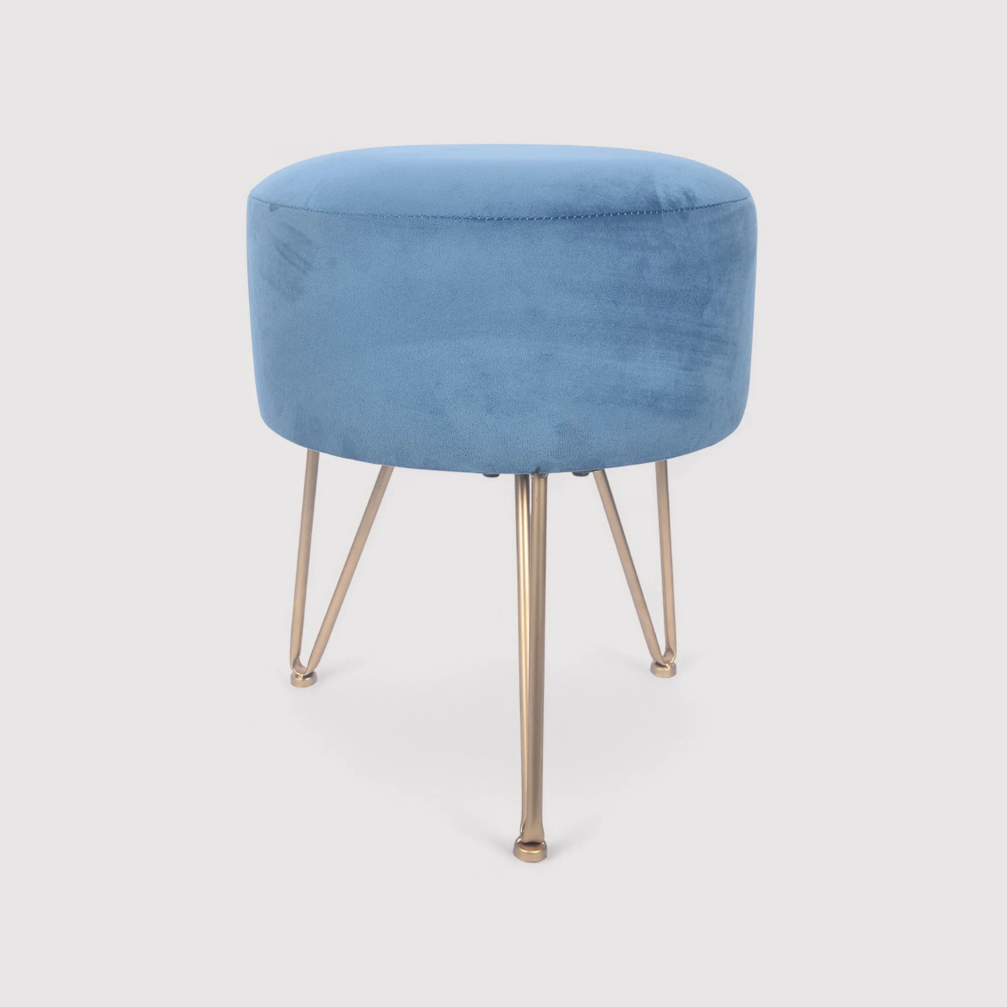 Yeere - Pouf sgabello blu in velluto per salotto