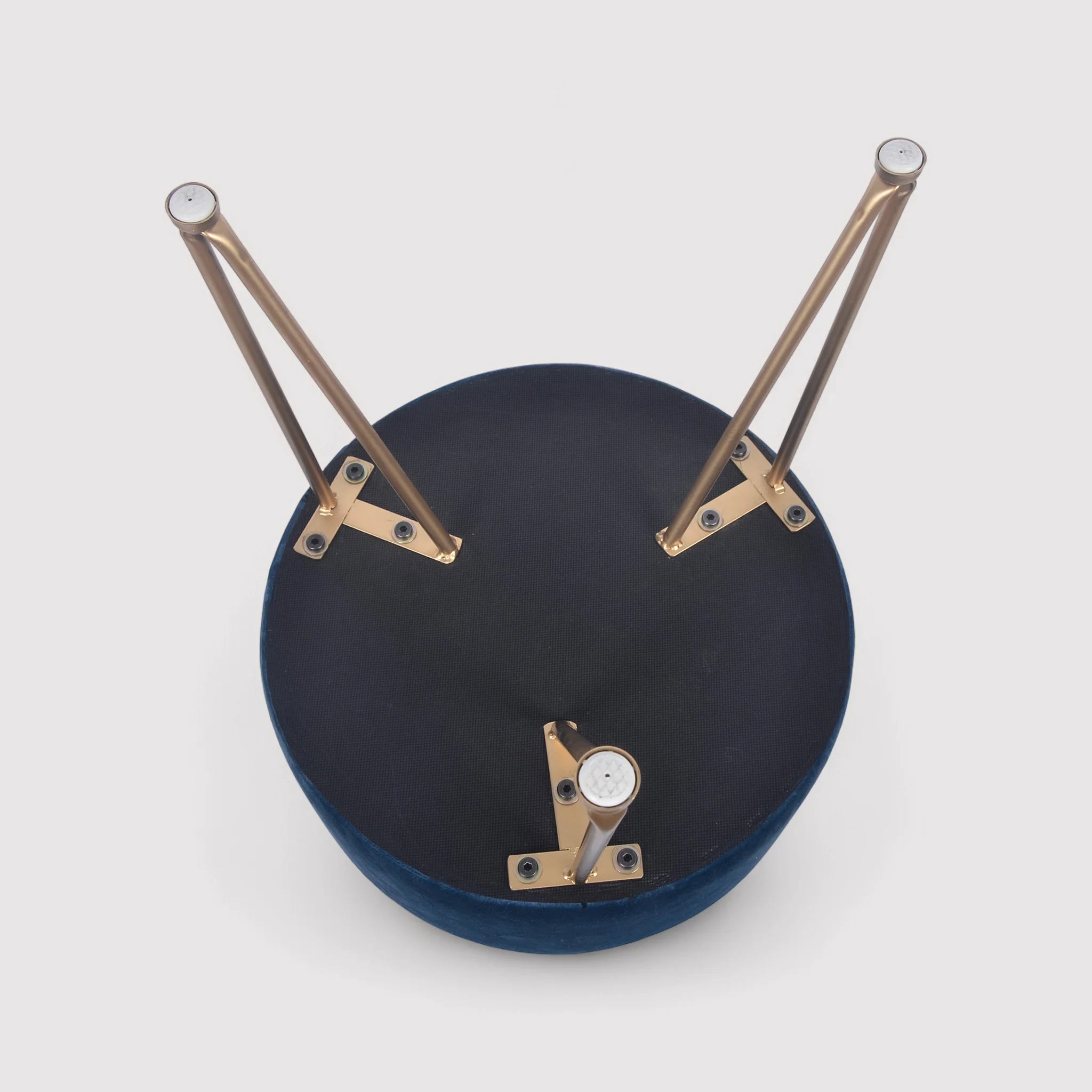 Yeere - Pouf sgabello blu in velluto per salotto