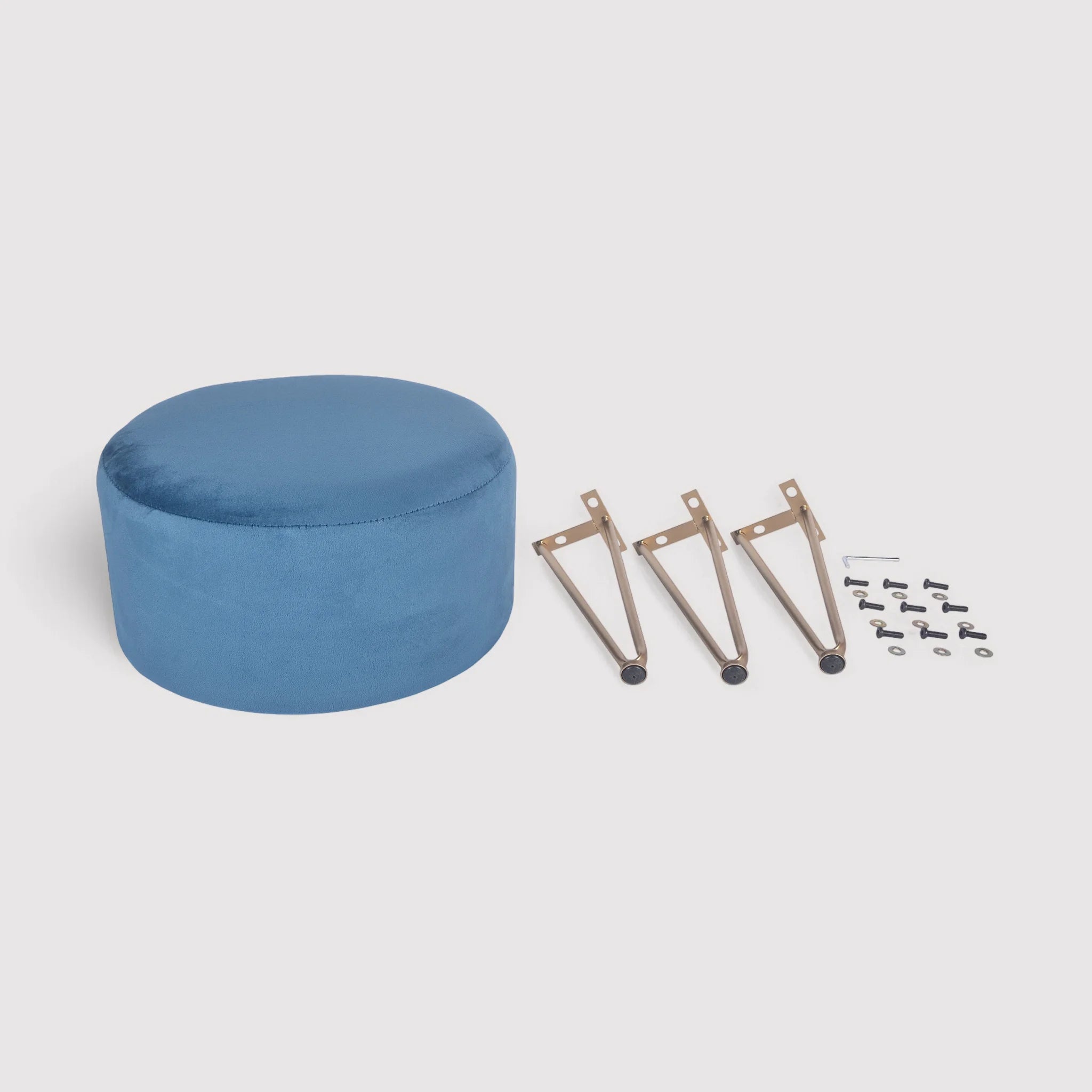 Yeere - Pouf sgabello blu in velluto per salotto