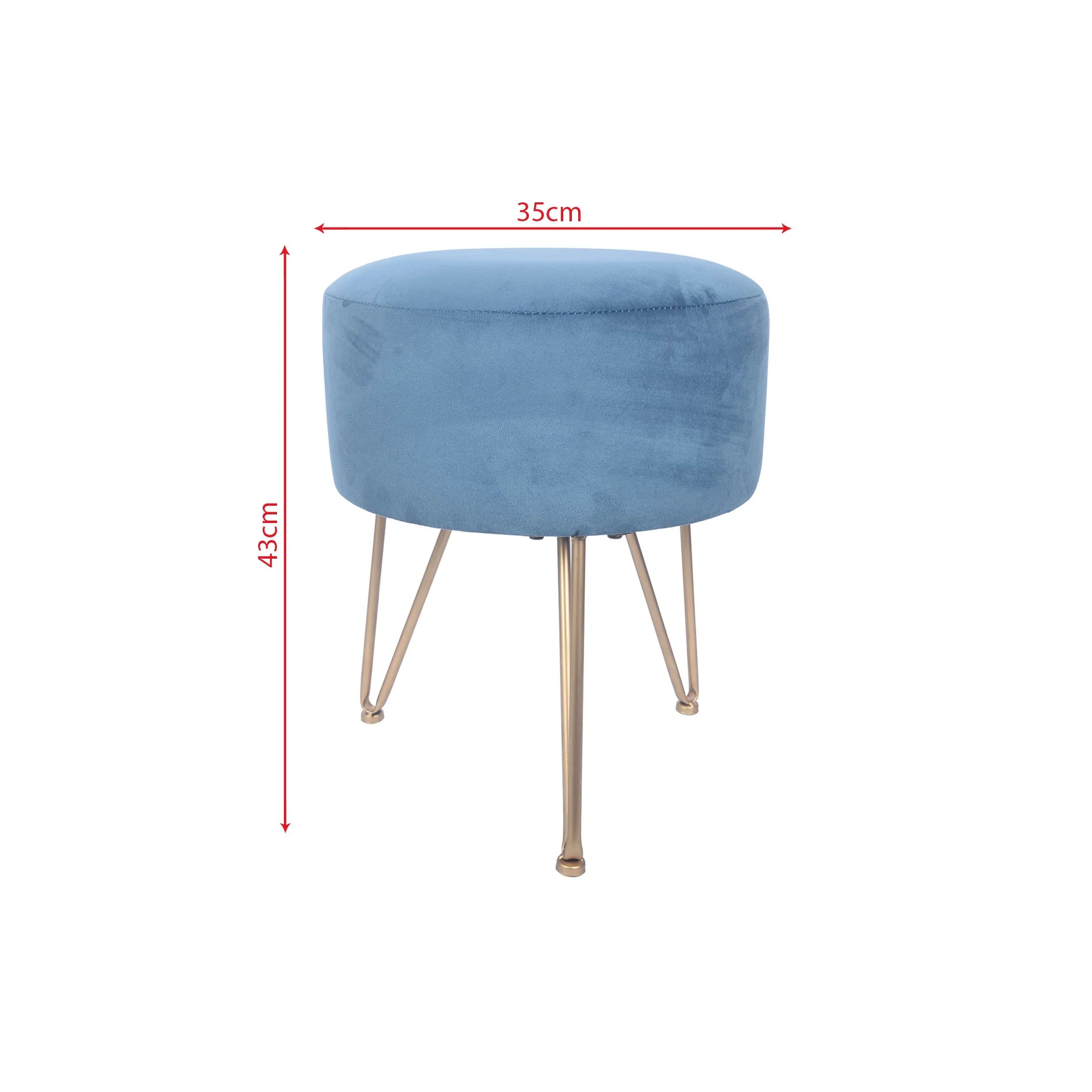 Yeere - Pouf sgabello blu in velluto per salotto
