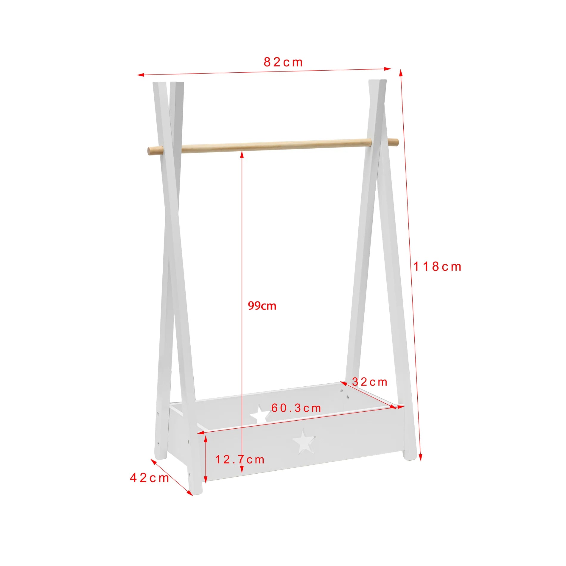Ginestra - Appendiabiti da terra bianco per bambini
