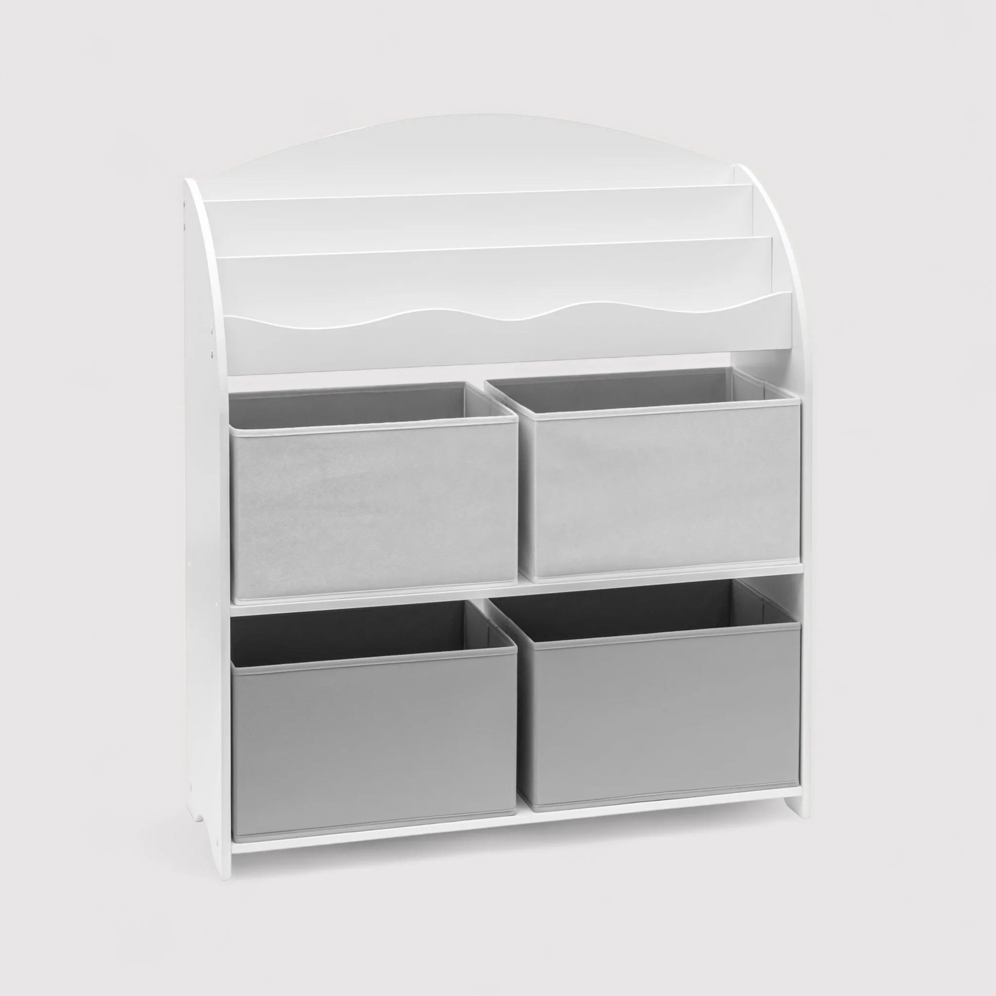 Enagra - Scaffale portagiochi bianco con 4 scatole