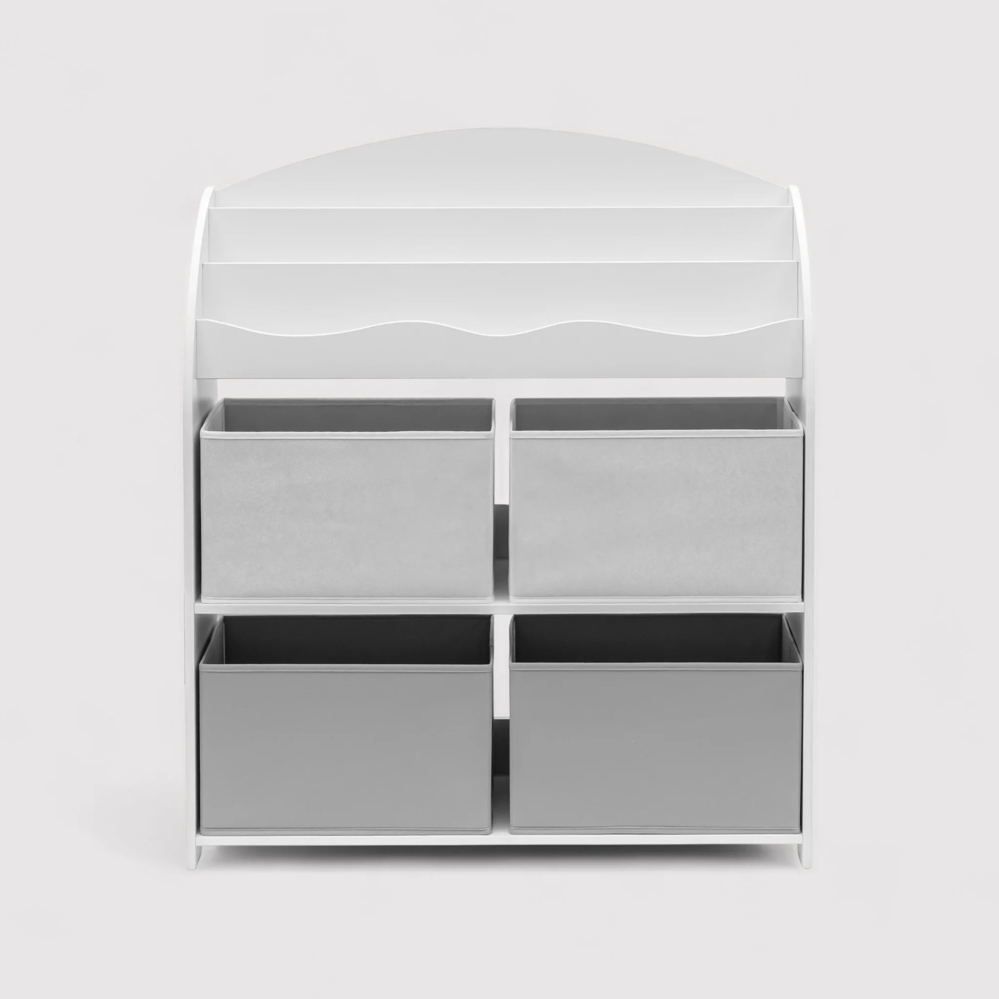 Enagra - Scaffale portagiochi bianco con 4 scatole