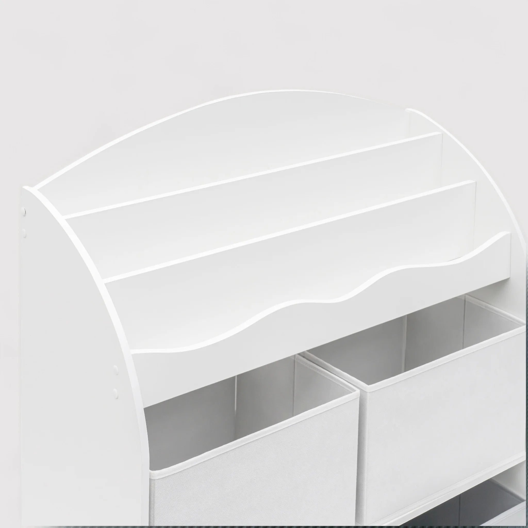 Enagra - Scaffale portagiochi bianco con 4 scatole