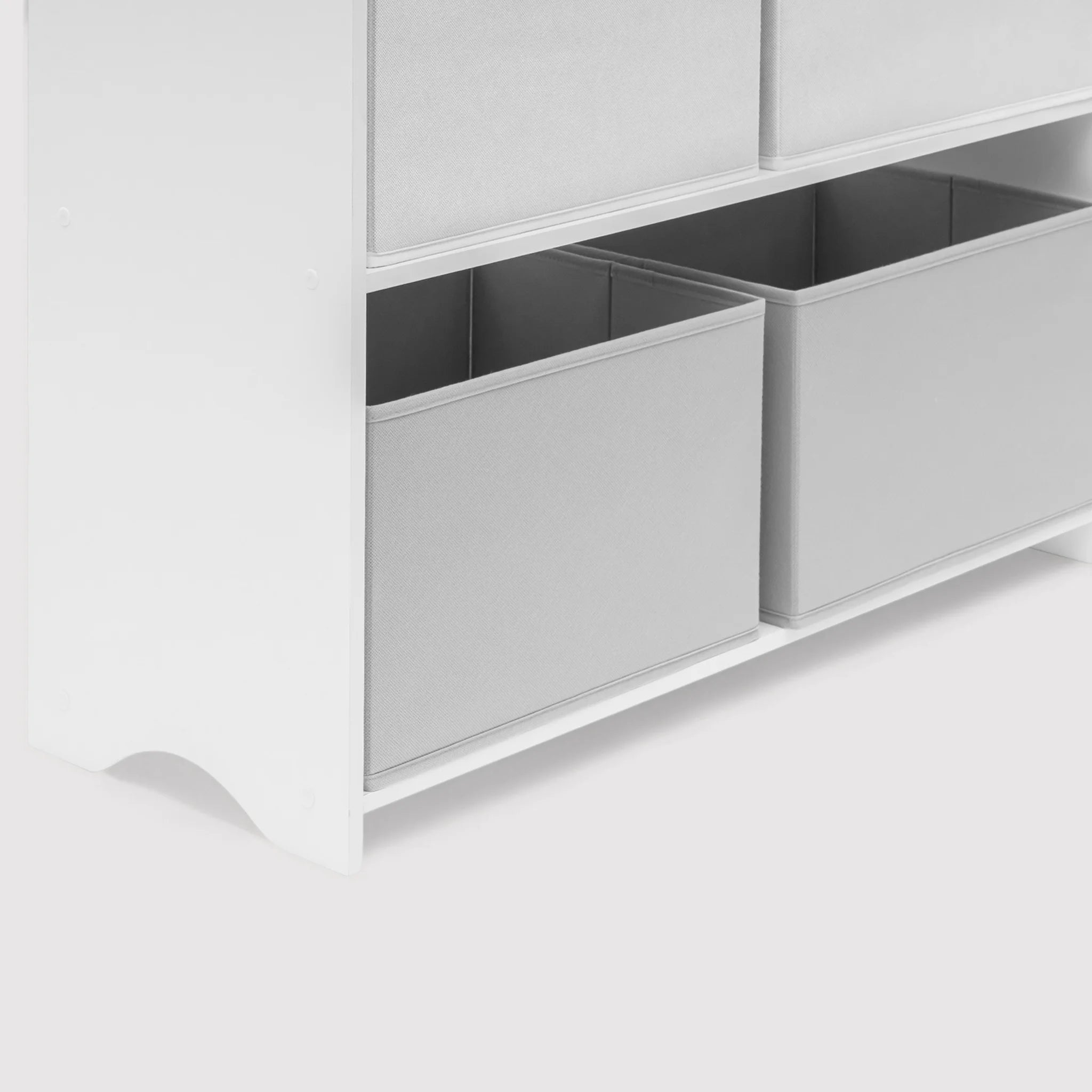 Enagra - Scaffale portagiochi bianco con 4 scatole